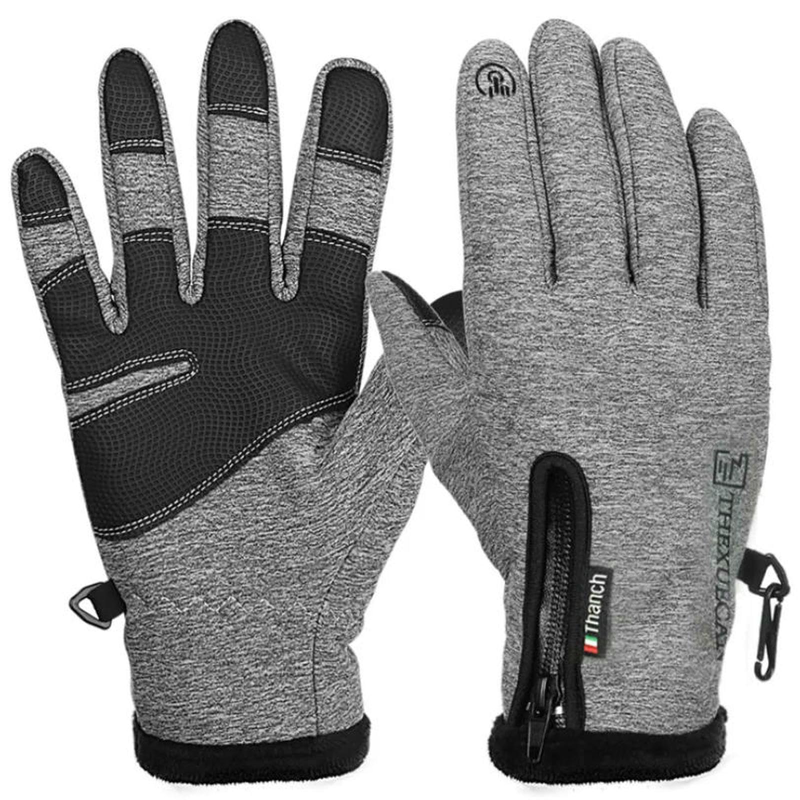 Guanti Invernali per Uomo Donna Touchscreen Caldi Ciclismo All'aperto Guida da Moto Freddi Antivento Antiscivolo-Grigio-m
