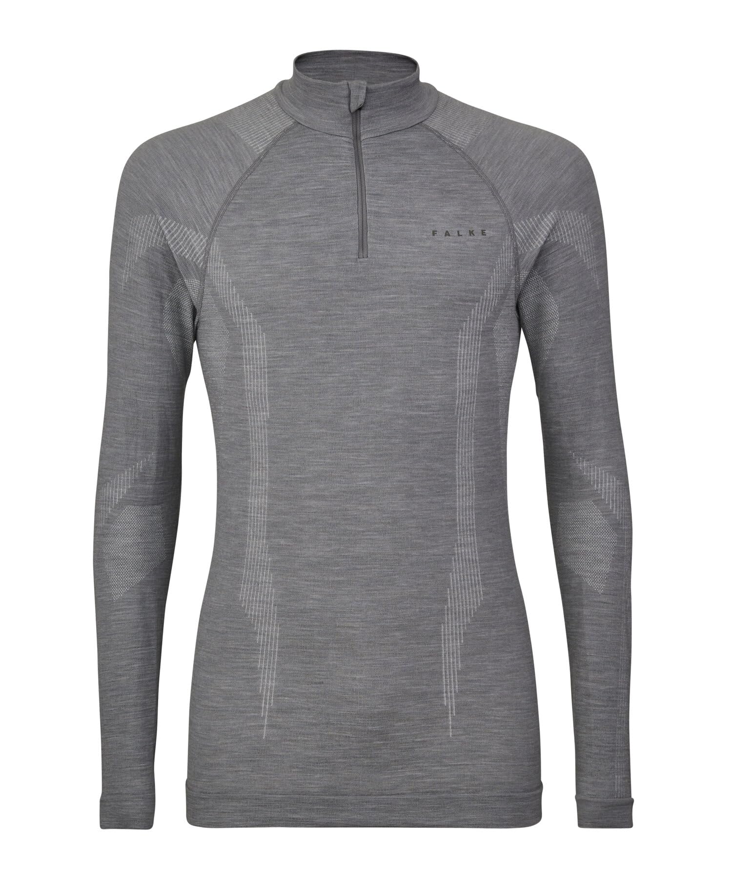 Falke Wool-Tech High Zip Neck M L/S SH Lana Hilo Funcional Secado Rápido Capa de Base Superior Hombre (Pack de 1)