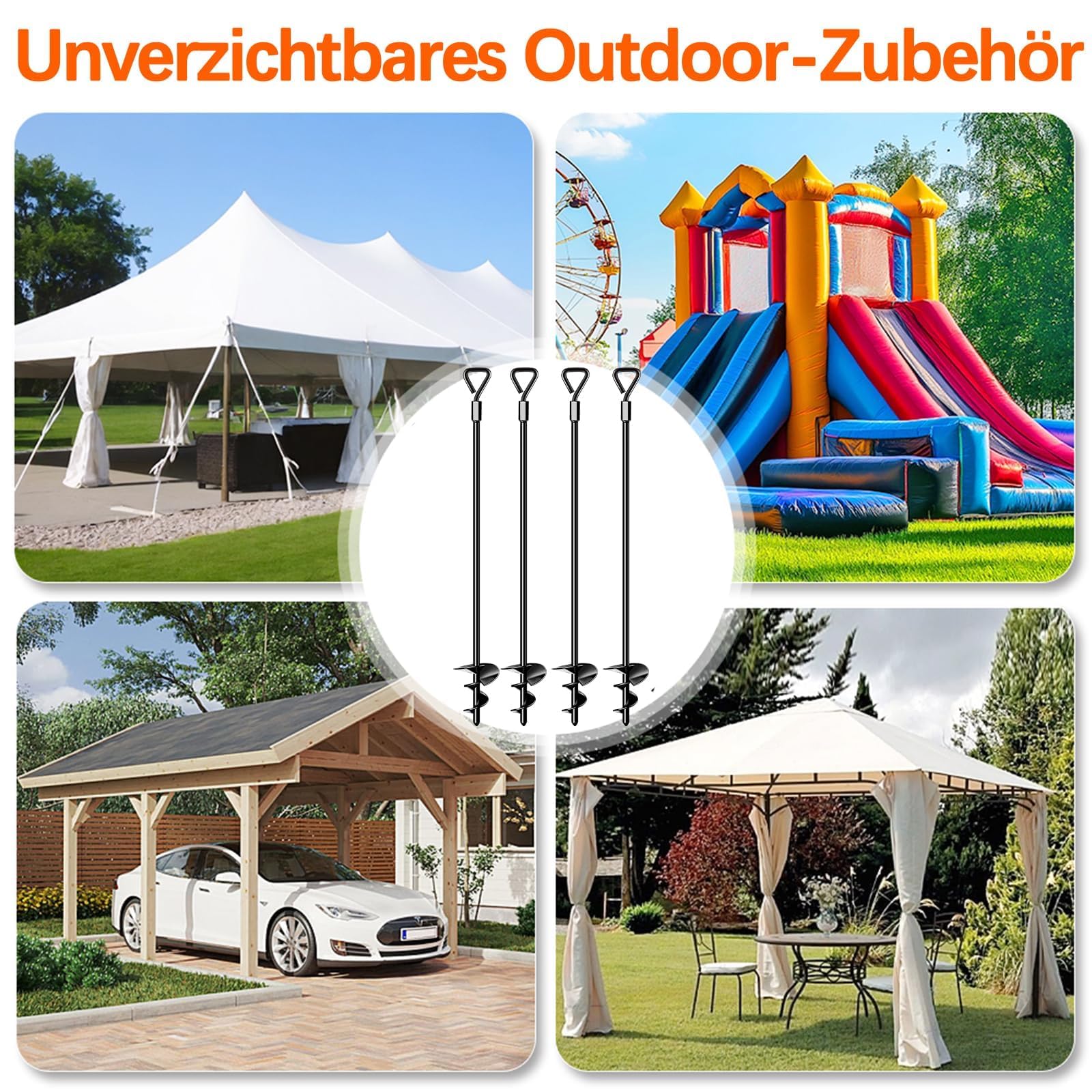 Grondanker om in te draaien, trampoline, tent, grondanker, heavy duty trampolineanker voor schommelframe, grondanker tuin, luifel, tentanker, tentschroeven, camping, bestand tegen sterke wind (4 stuks