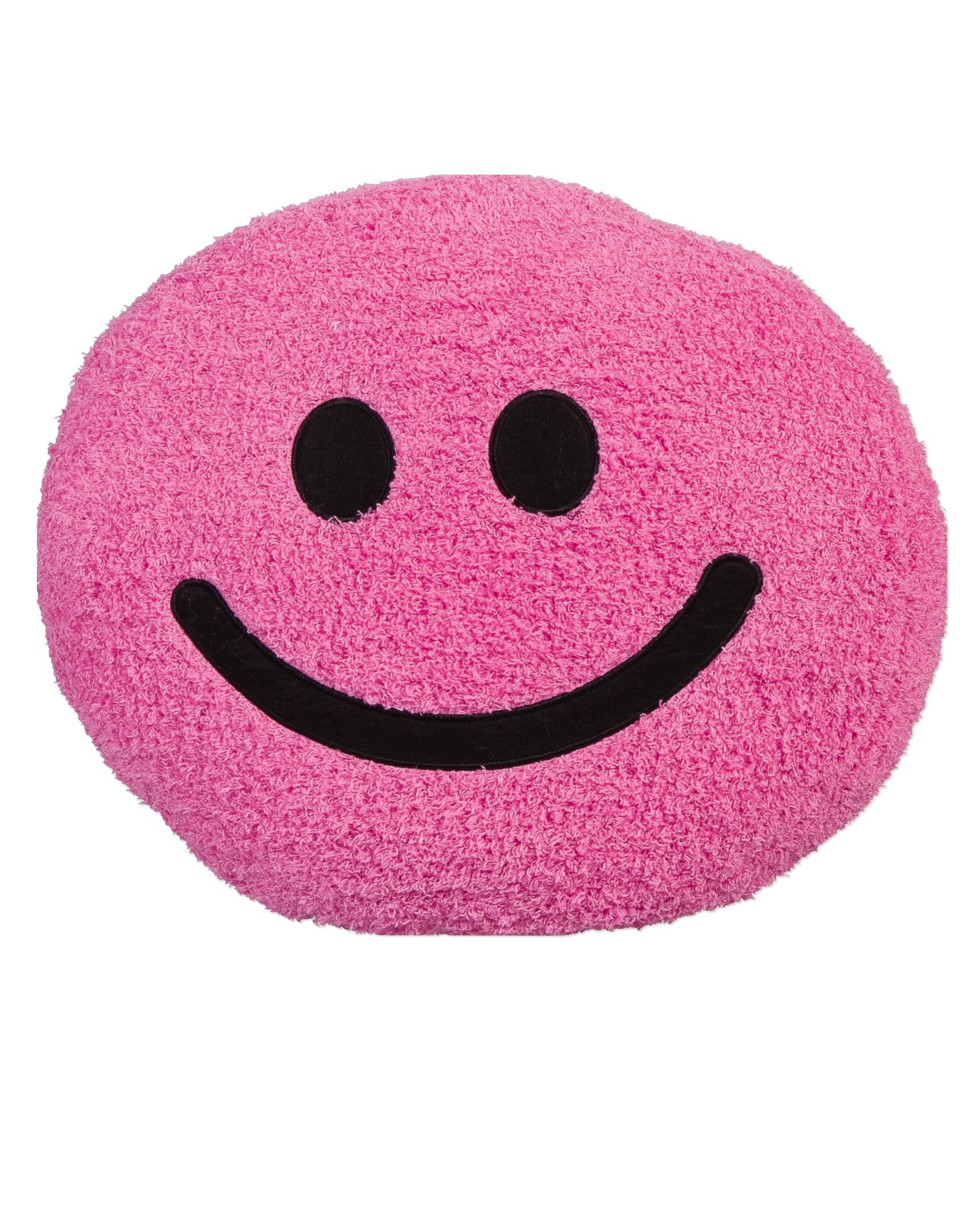 Halbach Seidenbänder Smiley Kissen | Emoticons Sitzkissen rund | Emoji Kissen perfektes Kuschelkissen fürs Kinderzimmer | Farbe: pink