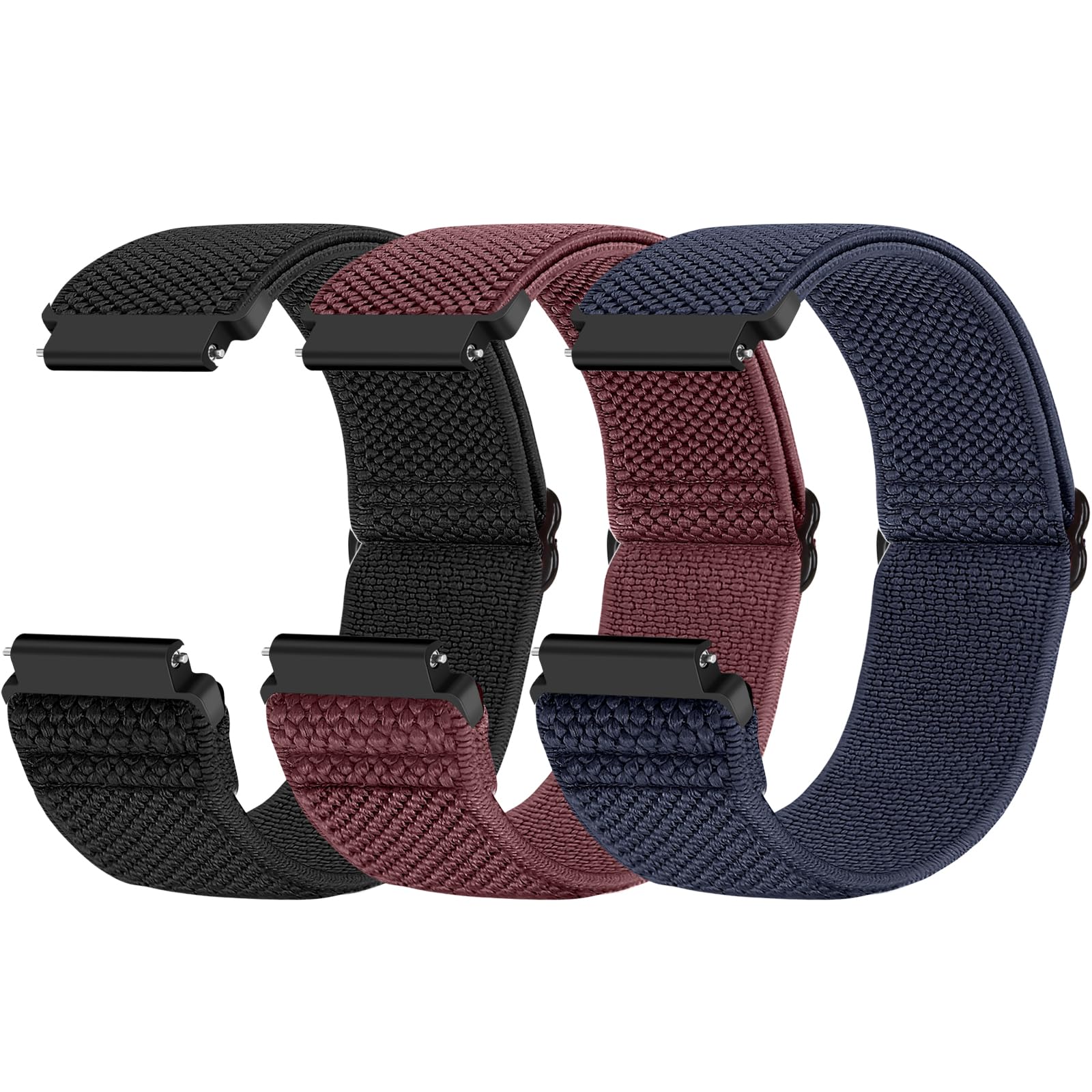 Compatible with 16mm 18mm 19mm 20mm 22mm 24mm Watch Bands Quick Release Replacement Wristband,Adjustable Stretchy Nylon Solo Loop Straps Fabric Braided Sport Elastic Bands for Men Women