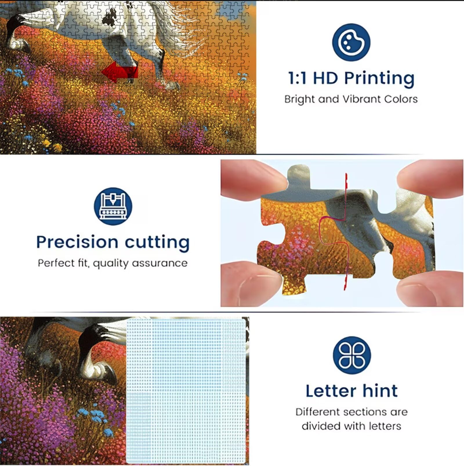 Puzzle 4000 Teile, Wiese Pferd Puzzle 4000 Teile Erwachsene, Klassische Puzzles, EIN Herausforderndes Rätsel, Holzpuzzle für Weihnachtsdeko, Geschenke für Frauen, Home Dekoration 141.5x87.5 cm W3H-574