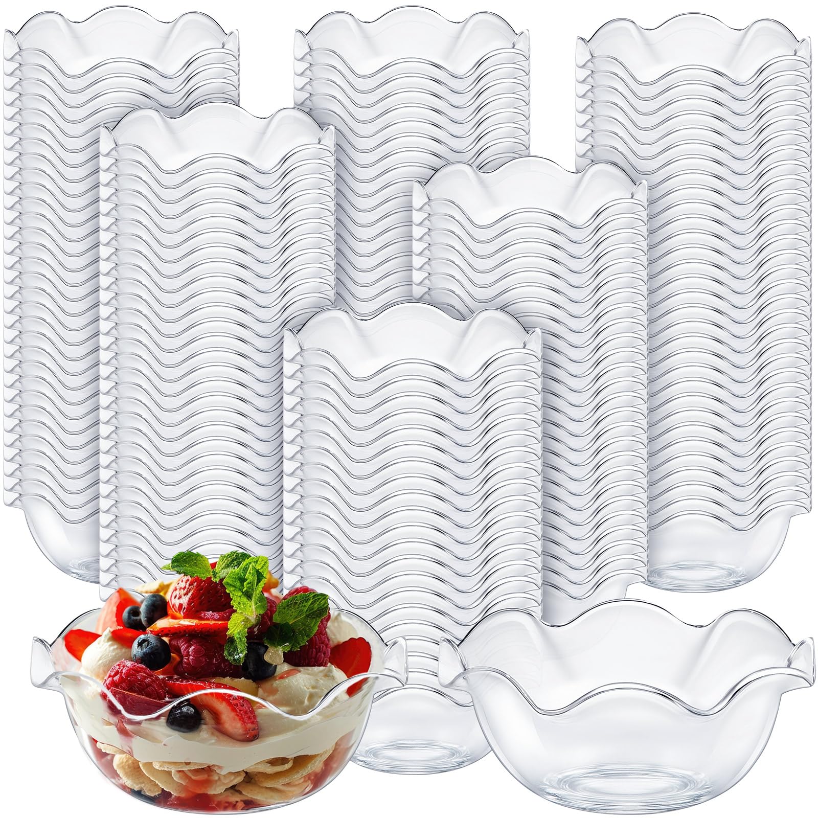 Newtay 150pcs 6oz Small Plastic Dessert Cups Ice Cream Bowl Reusable, Clear