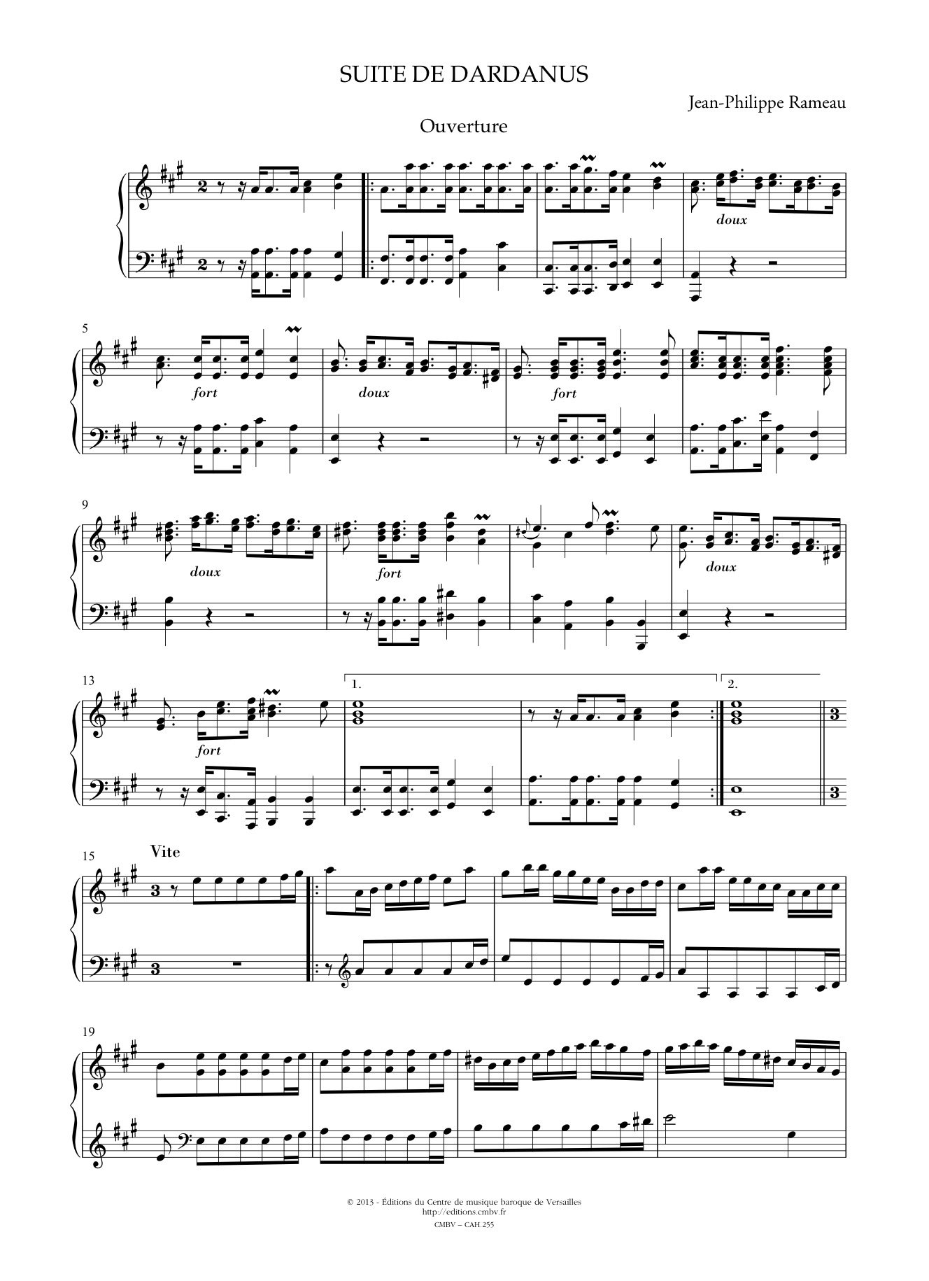 CMBV RAMEAU J.PH. - SUITE DE DARDANUS - CLAVECIN Arkusze klasyczne klawesyn