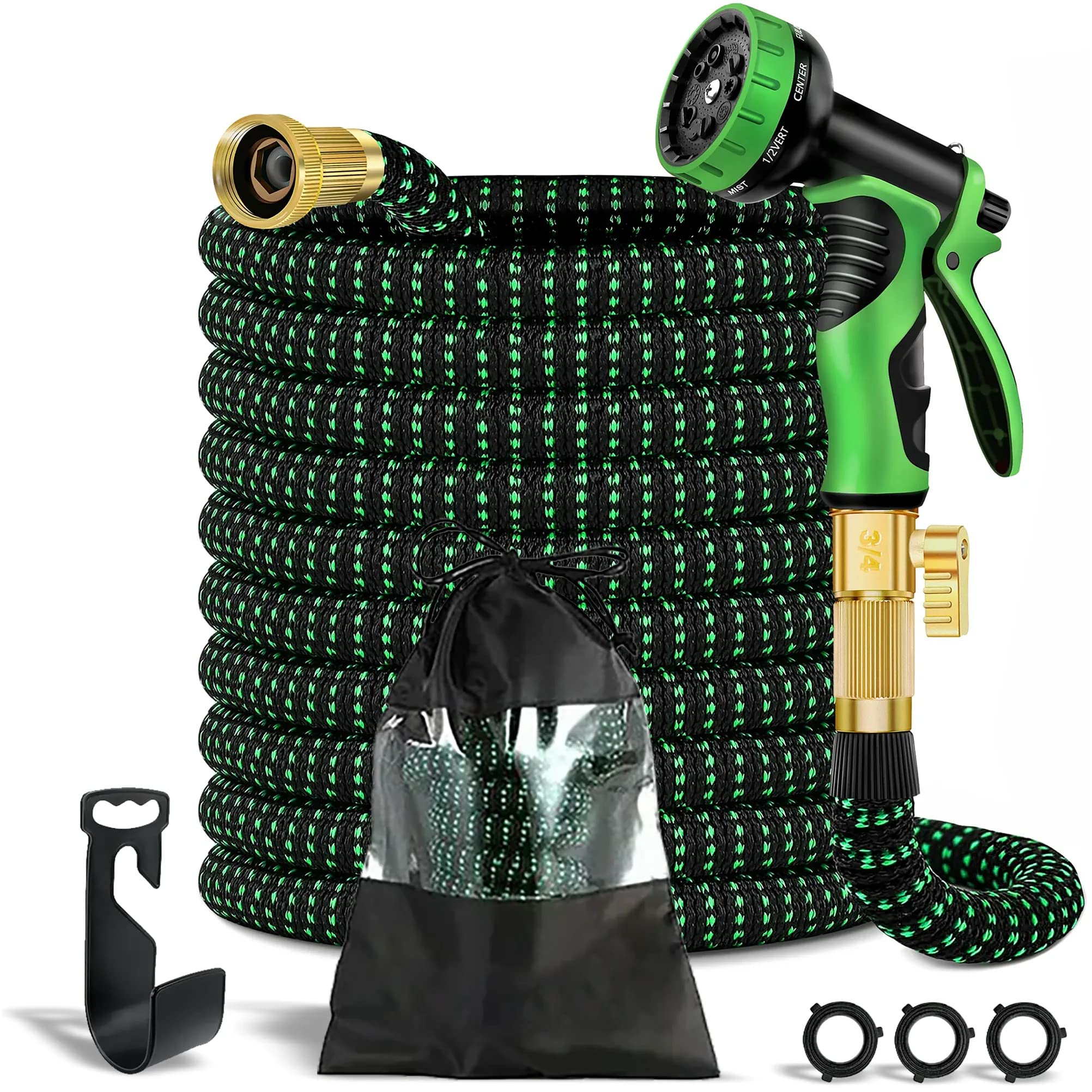 Big Star Flexible and Expandable Garden Water Hose (100 Foot, Green)