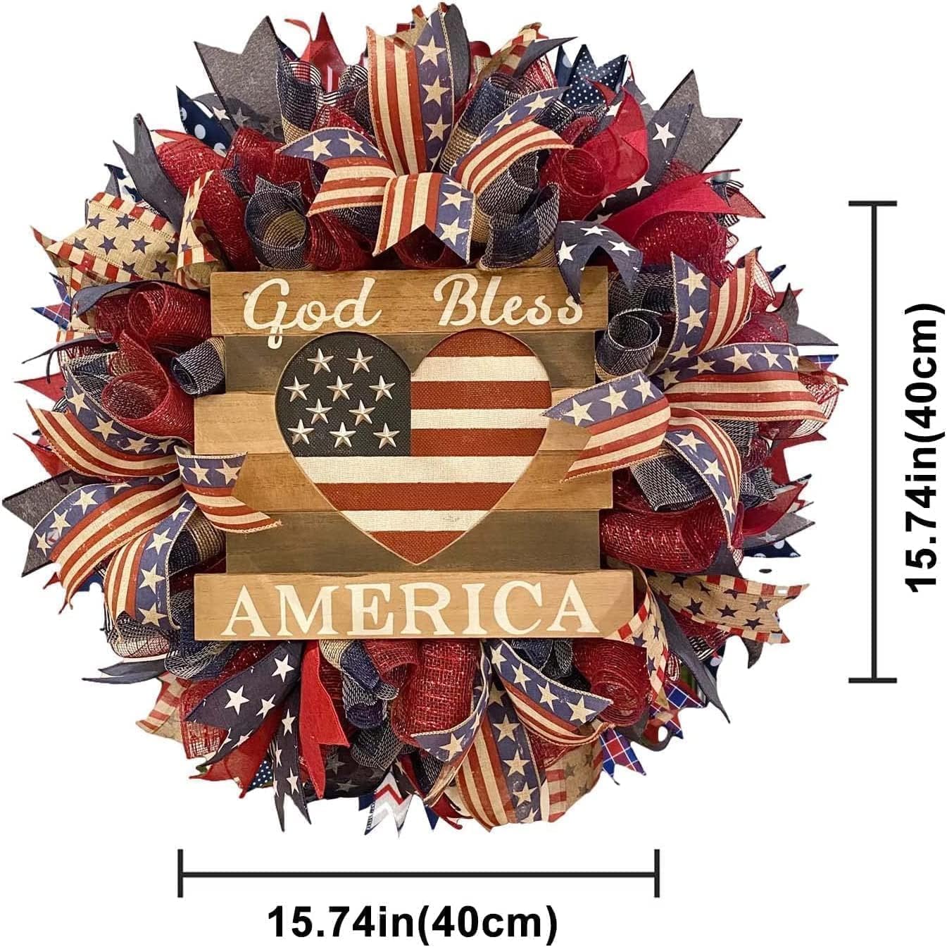 250th Anniversary Patriotic Wreath, Memorial Wreaths 3D Eagle Wreaths for Front Door, Red White and Blue Wreath All-Weather Farmhouse Outdoor Holiday Decoration (A)