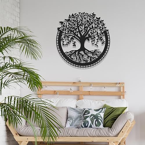 Miniatura 10 de Tree of Life Metal Wall Decoration, Tree of Life Wall Decor, Industrial Style Metal Wall Art, Home Decoration, Living Room, 68 x 70 cm 26.8 x 27.6