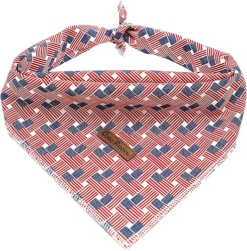 Pañuelo para perro del Día de la Independencia, 1 bandana con estampado de bandera estadounidense, bandanas de verano, bufanda, bufanda cuadrada