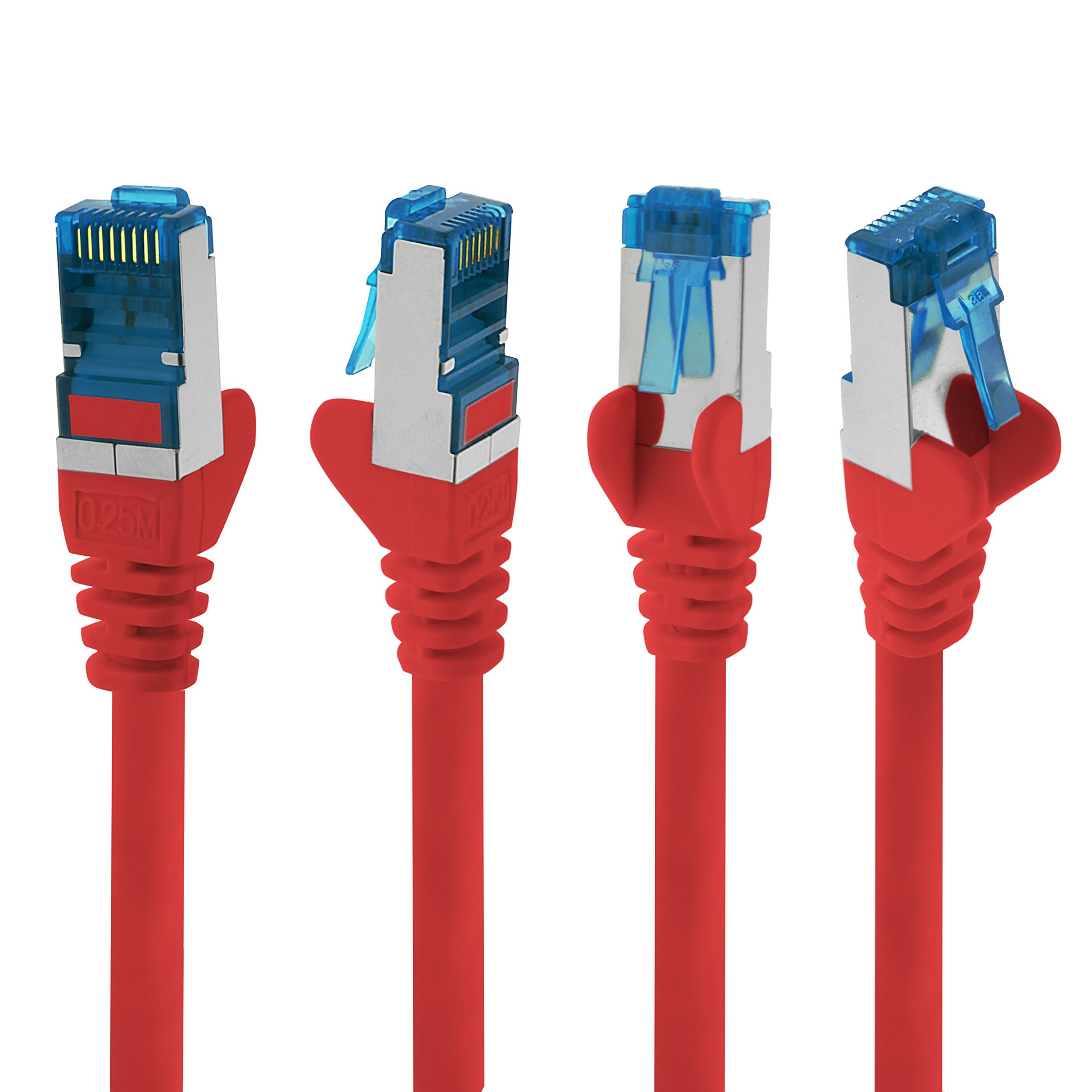 1aTTack.de 5m - CAT.6 - Cavo di rete LAN Ethernet Gigabit RJ45 CAT 6 Cavo patch A 10000 Mbit s Sftp Pimf 500 MHz compatibile con CAT5 CAT6 CAT7 Cat8 rosso - 5 pezzi