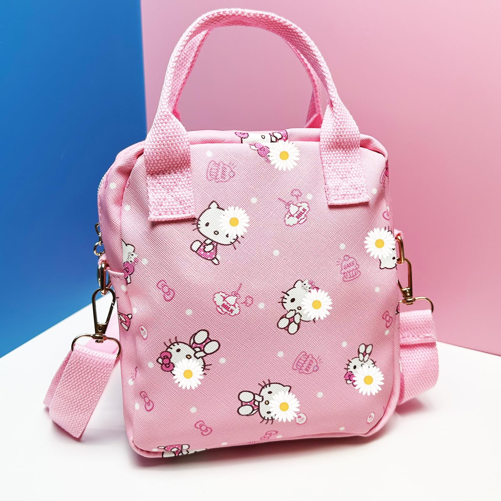 Cat PU Crossbody Bag with Handles Adjustable Shoulder Strap and Bracelet, Kawaii Handbag with Zipper, Wallet Purse Shoulder Messenger Bag Coin Pouch Accessories for Women Girls