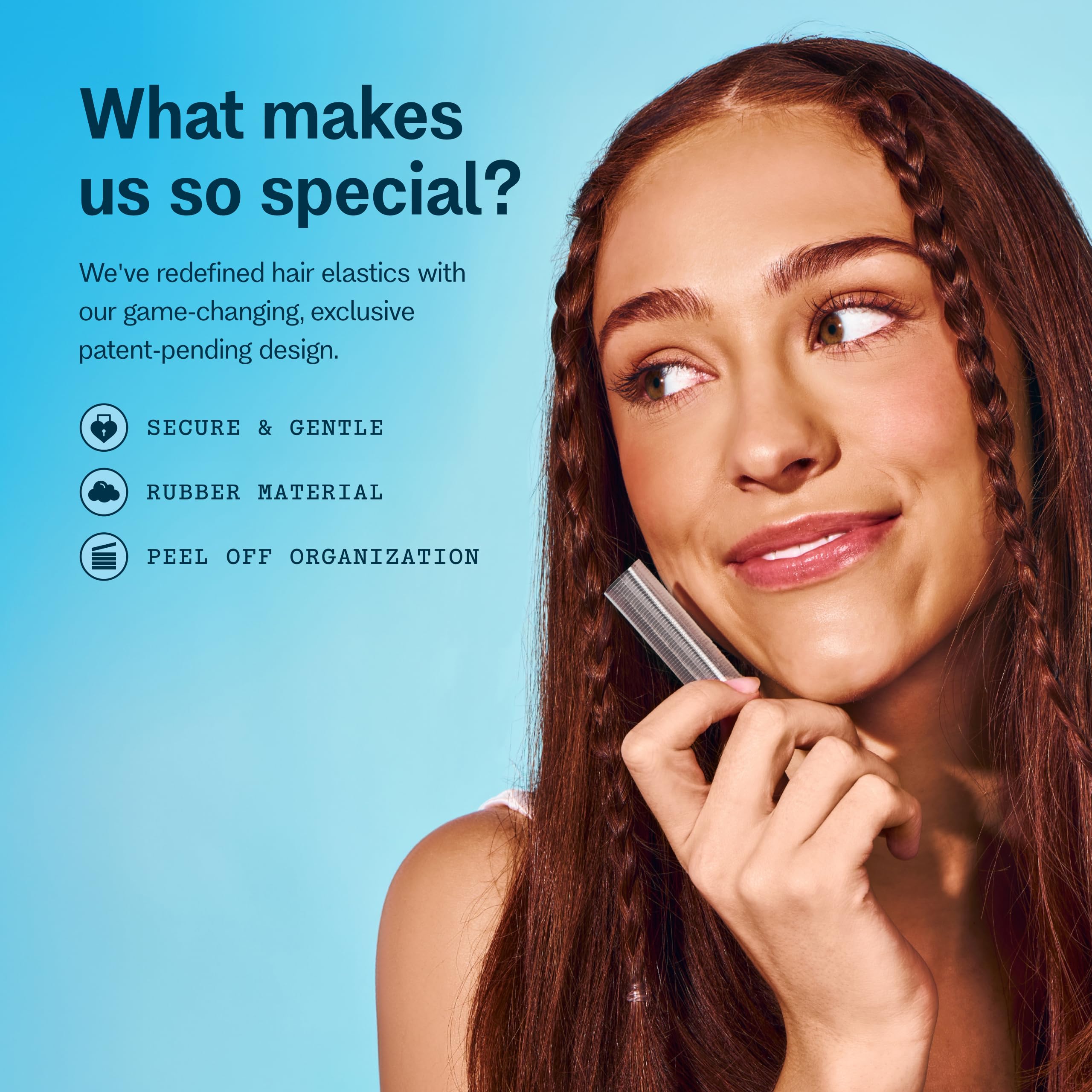 Gimme Beauty - Cintas elásticas para cabello mediano de alta calidad, lazos transparentes para el cabello con innovadora pila de almacenamiento, bandas antideslizantes y duraderas para uso durante