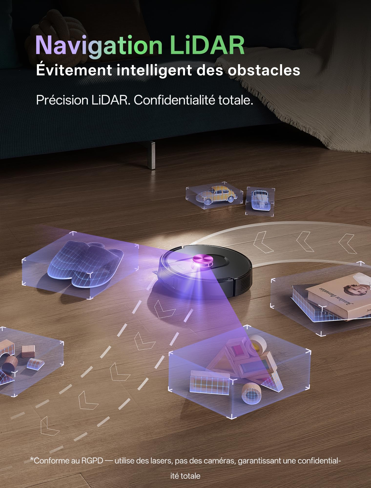 Vexilar W15 Robot aspirateur Laveur 10,000Pa avec Station sans Sac Vidage Automatique, Navigation LiDAR & Cartographie,180Min, Connecté par Remote/APP/Alexa,Idéal pour Tapis Poils d'animaux