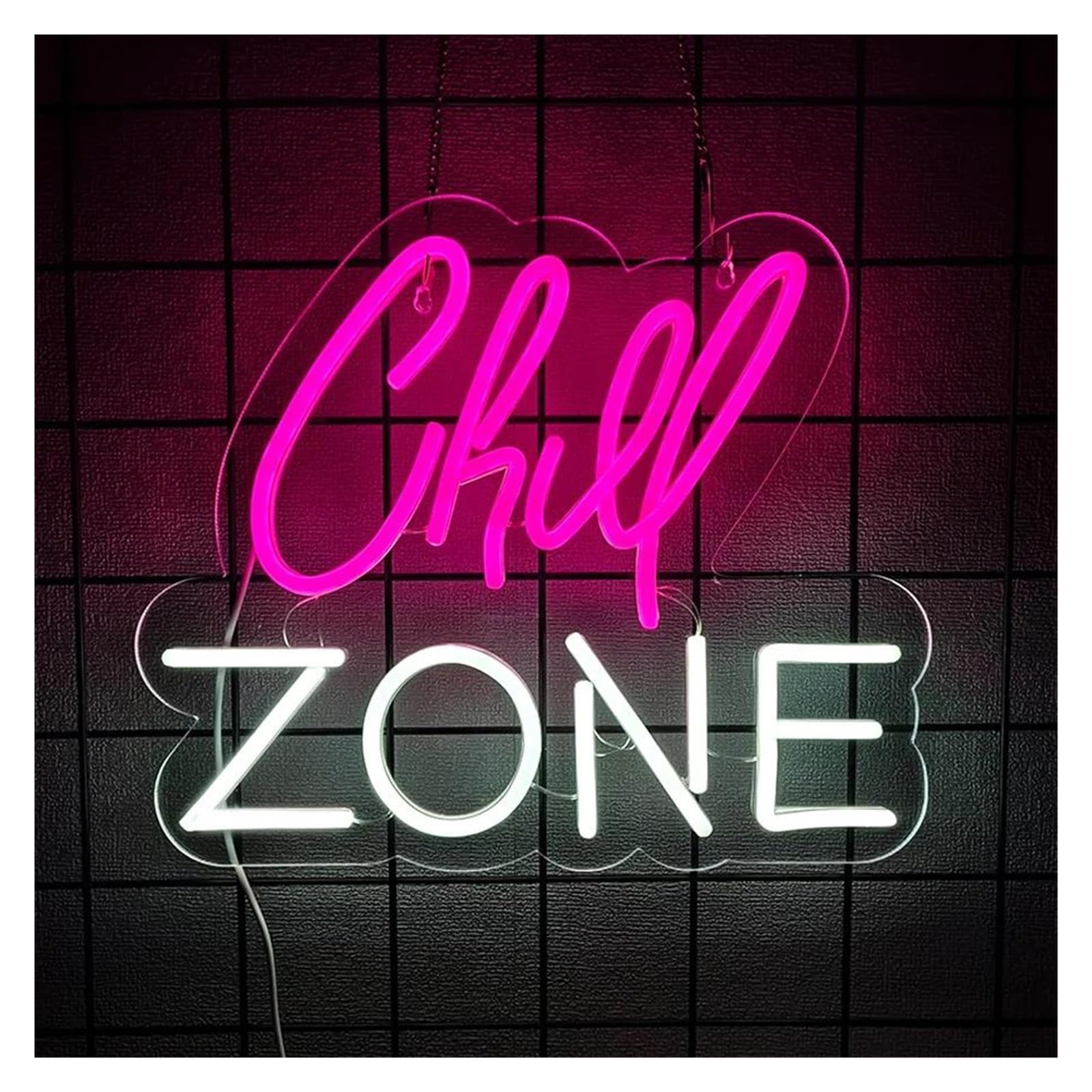 SHOUXI Sign Lamp Chill Zone Neon Sign Light Dimmable USB Powered for Relaxing Room Birthday Game Room Bar Man Cave Bedroom Wall Decor 34cmx28.5cm