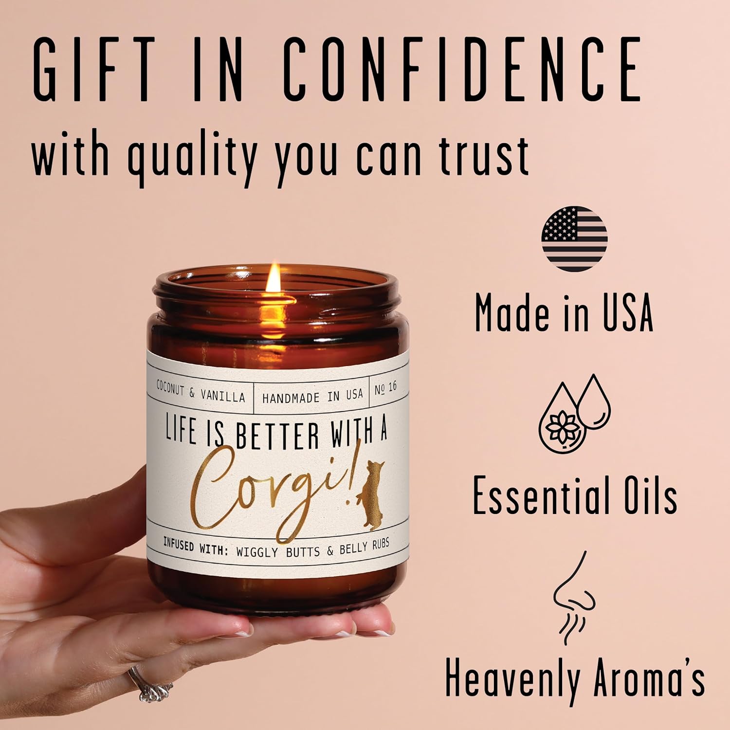 Corgi Gifts for Women - 'Life is Better with a Corgi' Candle, w/Vanilla, Coconut & Citrus - Infused w/Essential Oils I Corgi Decor I 50Hr Burn, USA Made - Image 5