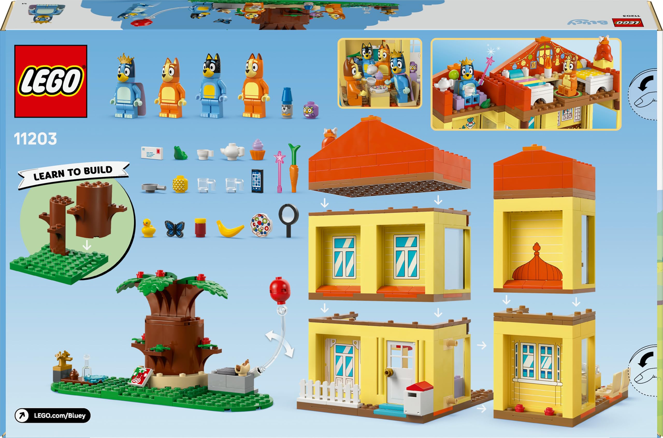 LEGO Bluey Casa Familiar de Bluey de Juguete - Juego Educativo Modular con Habitaciones, Jardín, 4 Minifiguras Inc. Bingo y Más - Regalo para Niños y Niñas de 4+ Años Fans de la Serie de TV 11203