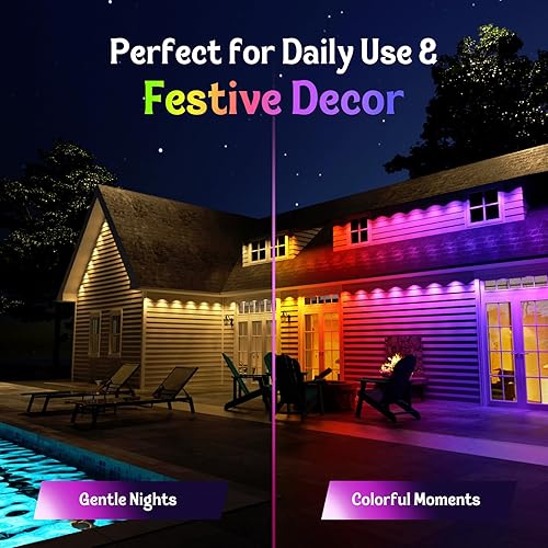 Miniatura 2 de HUTAKUZE Luces permanentes para exteriores, 150 pies con 90 LED RGB para decoración al aire libre, IP67 impermeable, 48 modos de escena, luces de