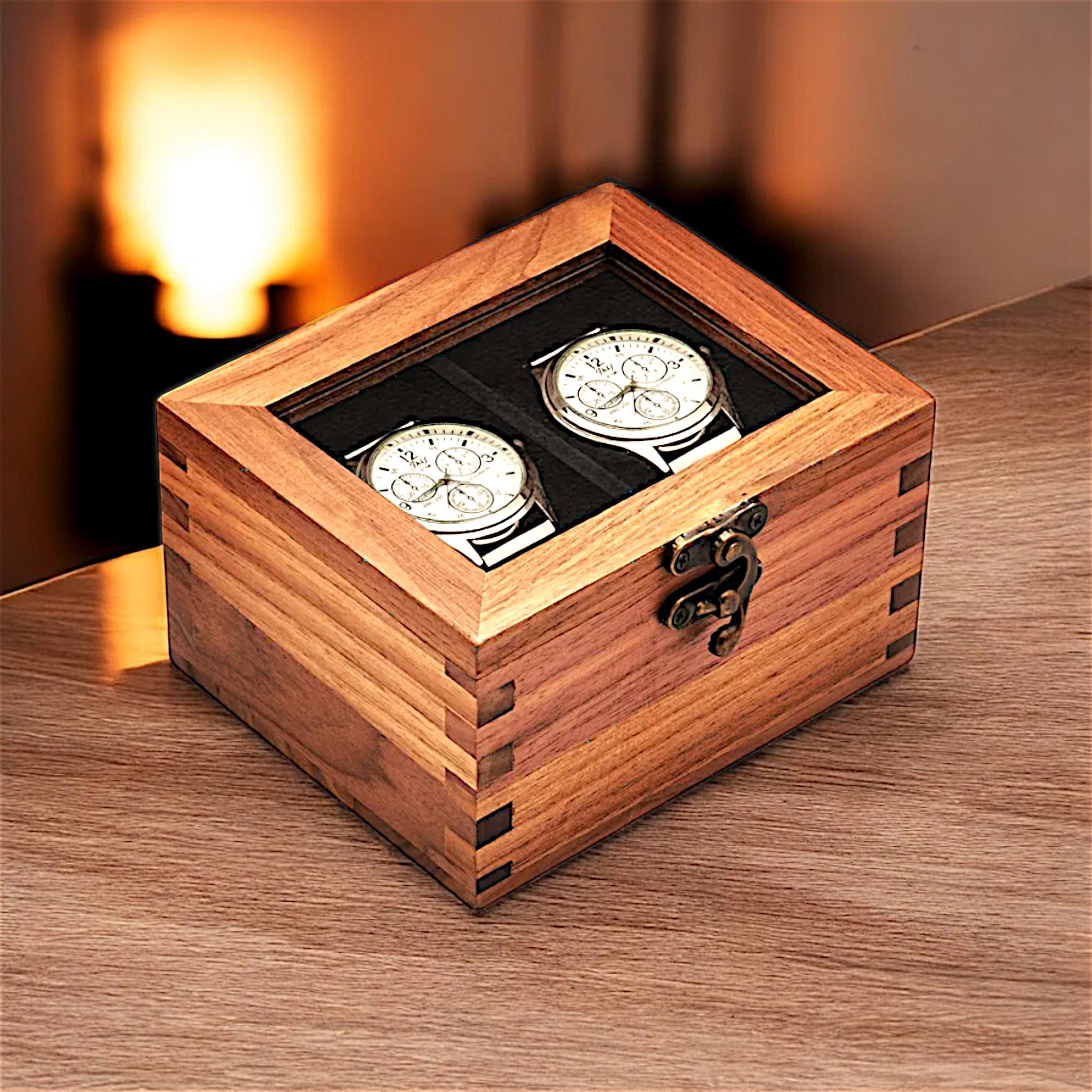 Union Artition Arts Anniversary Valentine Gift For Husband Wife Girlfriend Boyfriend, Honeycomb 2 Slot Watch Box For Men Women, Handmade Wooden Watch Box Organizer Dislay Case For Gift. (B0CVBMPQYC) Amazon Price History, Amazon Price Tracker