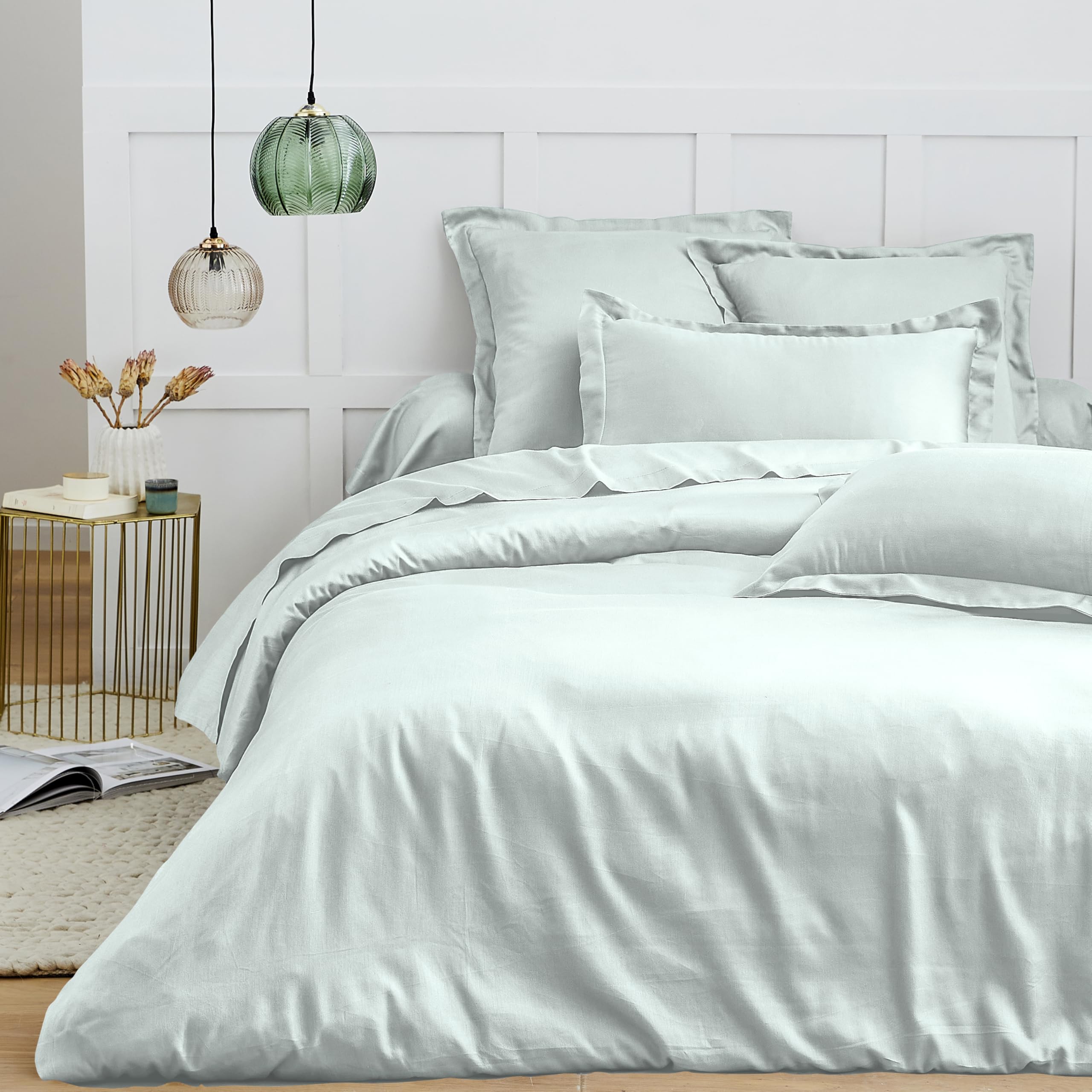UNIVERSDECOR Premium Duvet Cover 240 x 220 cm for Double Bed 140 x 190 cm to 160 x 200 cm (Mint, Duvet Cover 240 x 220 cm Double Bed)