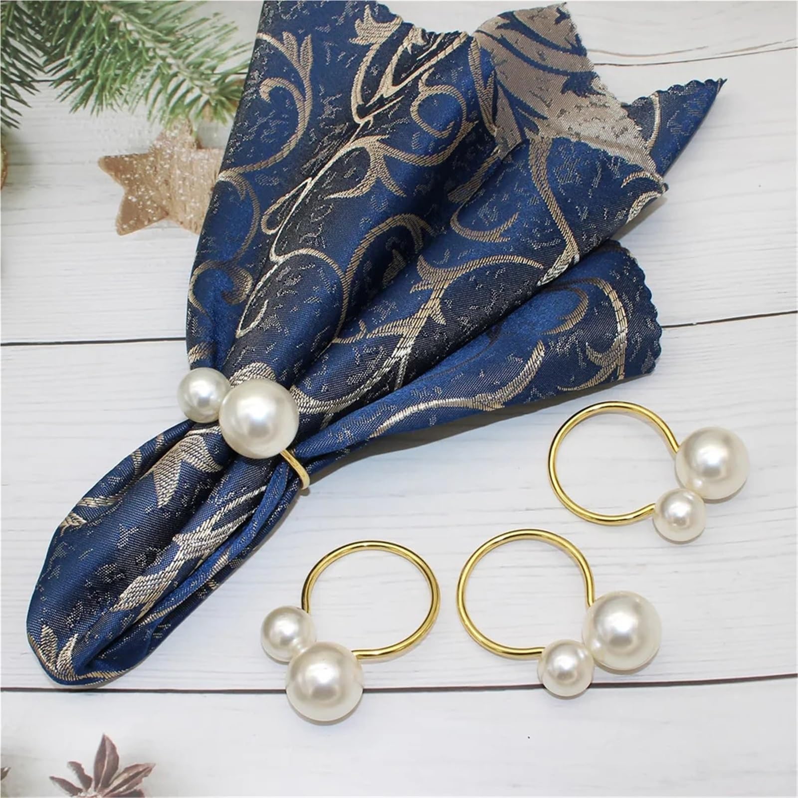 Lot de 70 ronds de serviette dorés et argentés pour décoration de table, accessoires de fête