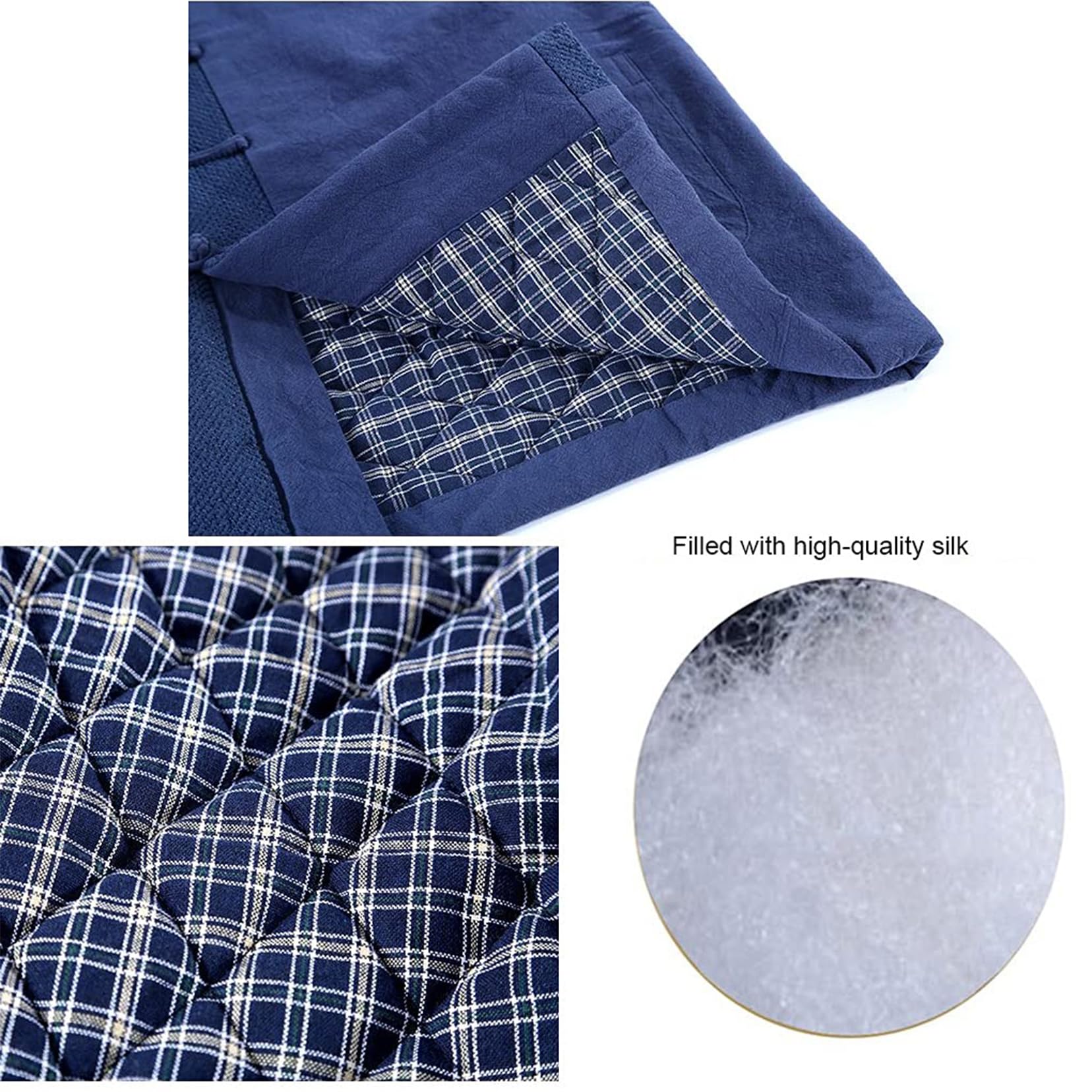 Traje Tang, Chaquetas gruesas de invierno for hombre, abrigos de algodón, uniformes cálidos de tai chi, ropa china de kung fu y wing chun(Blue 2_3XL)