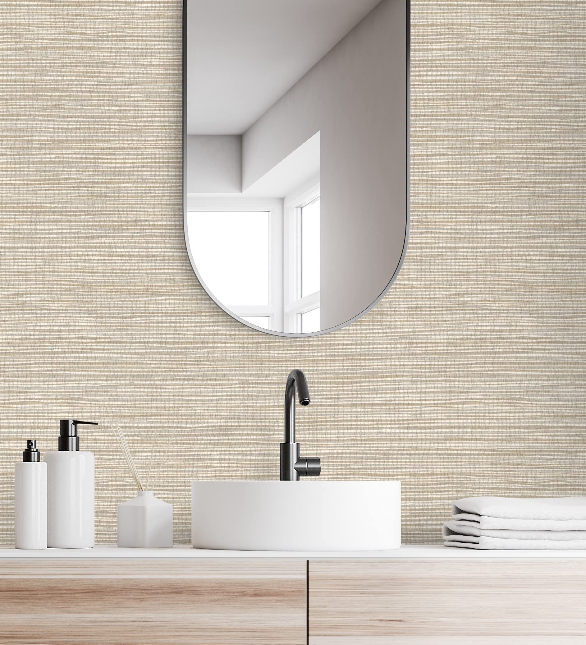 GAULAN 681837 - Papel pintado vinílico ecológico con textura de fibras de cáñamo fondo beige claro para pared salón cocina baño pasillo mueble - Rollo de 10 m x 0,52 m