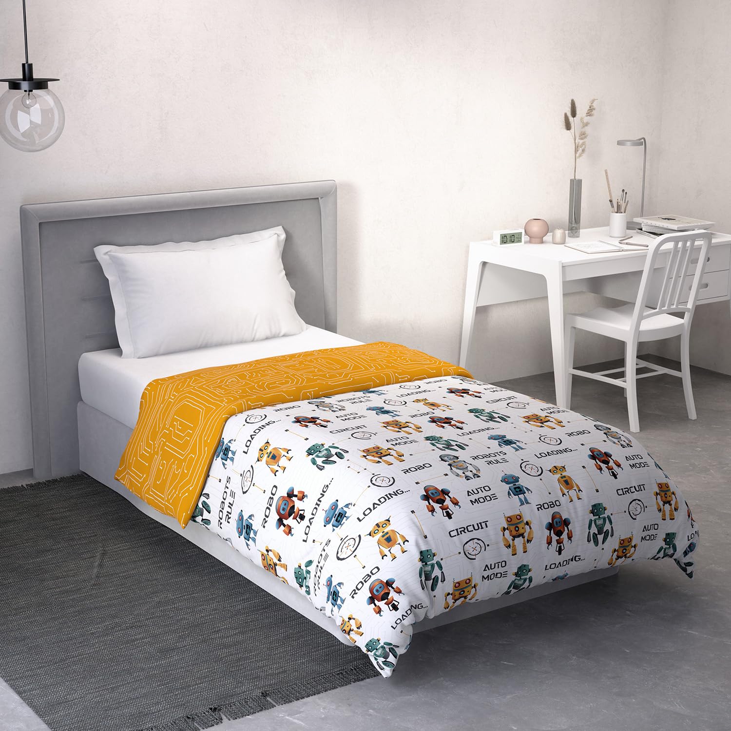 Ddecor - Pack of 1 Kids 100% Cotton Cartoon 150 TC Single Reversible Dohar - White
