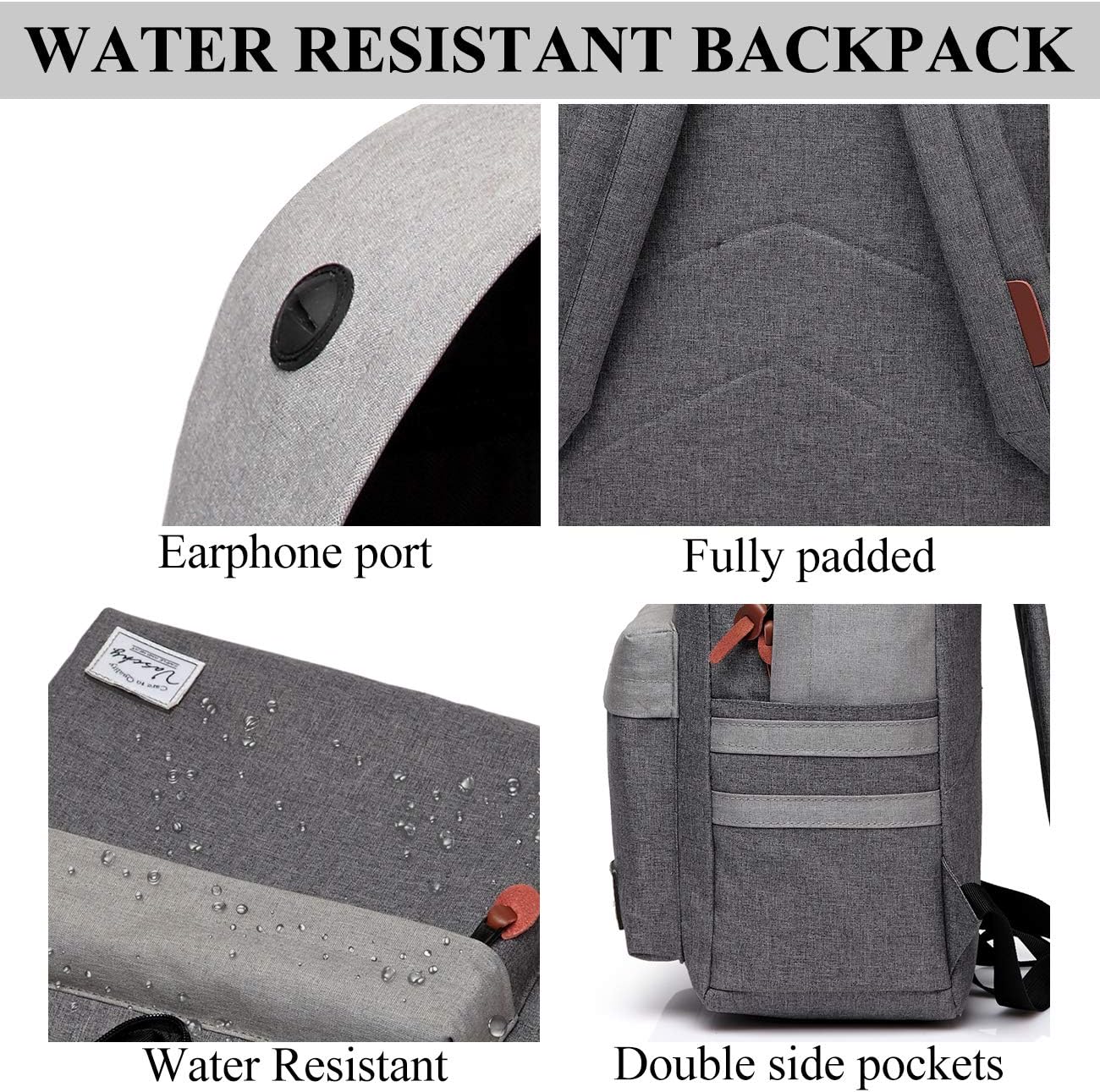 One-Day Sale: Up to 40% Off Laptop Backpack, Water Resistant High School Backpack in Gray by Vaschy fits up to 15 Inch Laptop