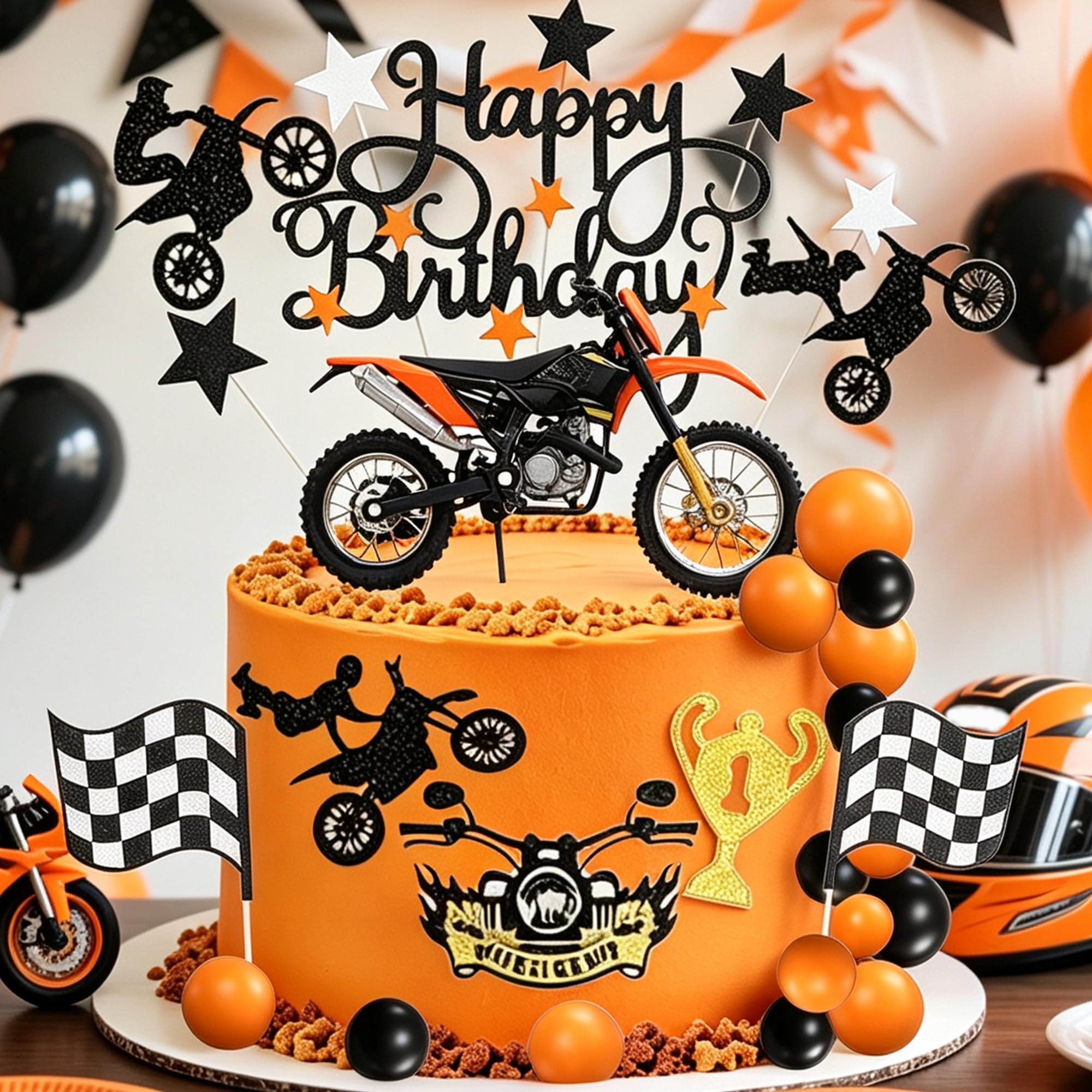Dirt Bike Party Decorations Motorcycle Cake Topper Motorbike Themed Decor