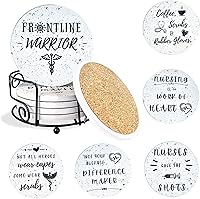 Vista 11 de Regalos para enfermeras para mujeres y hombres – Posavasos de cerámica absorbente con soporte incluido (enfermera divertido), regalo