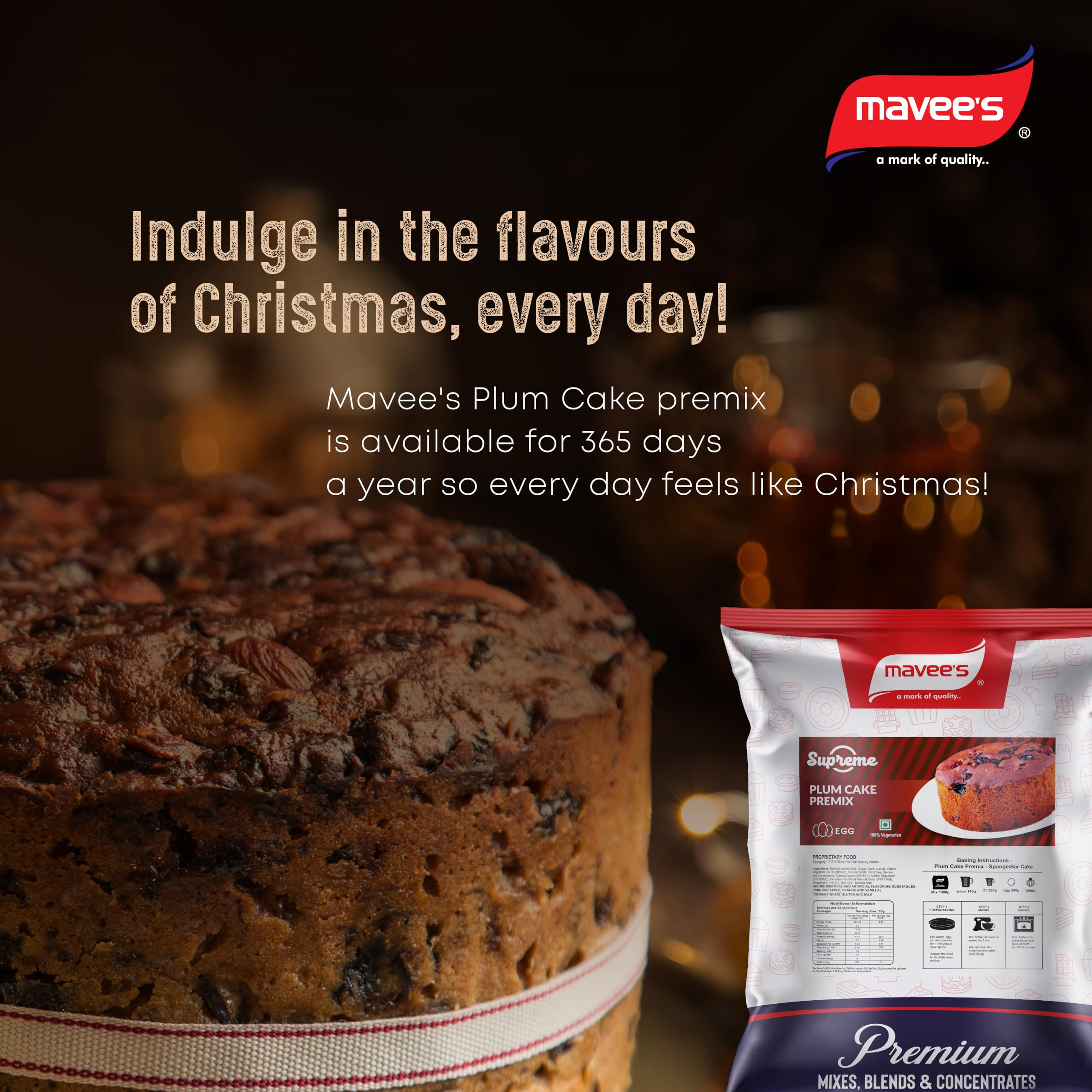 Supreme - Plum Cake Mix Egg | Premium Baking solutions | Instant Cake Premix Powder | 1Kg - Image 4 thumbnail