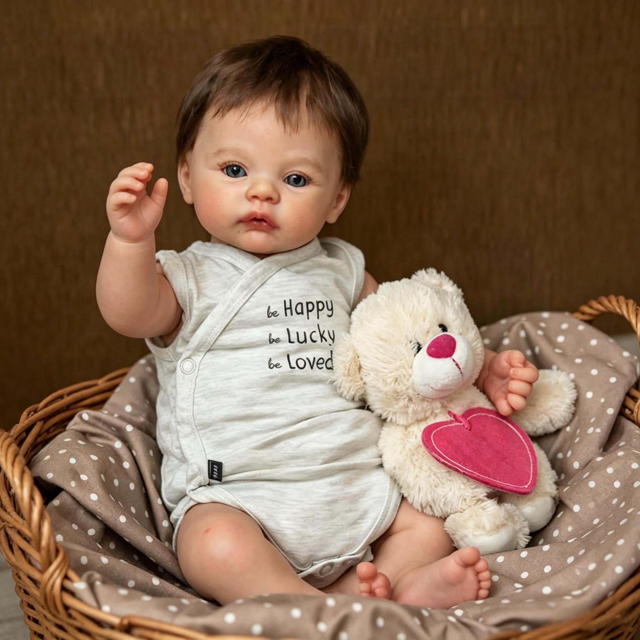 RXDOLL Muñecas realistas de bebé recién nacido de 18 pulgadas, muñecas de vinilo de cuerpo completo que se ven reales, muñecas recién nacidas realistas con ojos abiertos, cabello arraigado para niños