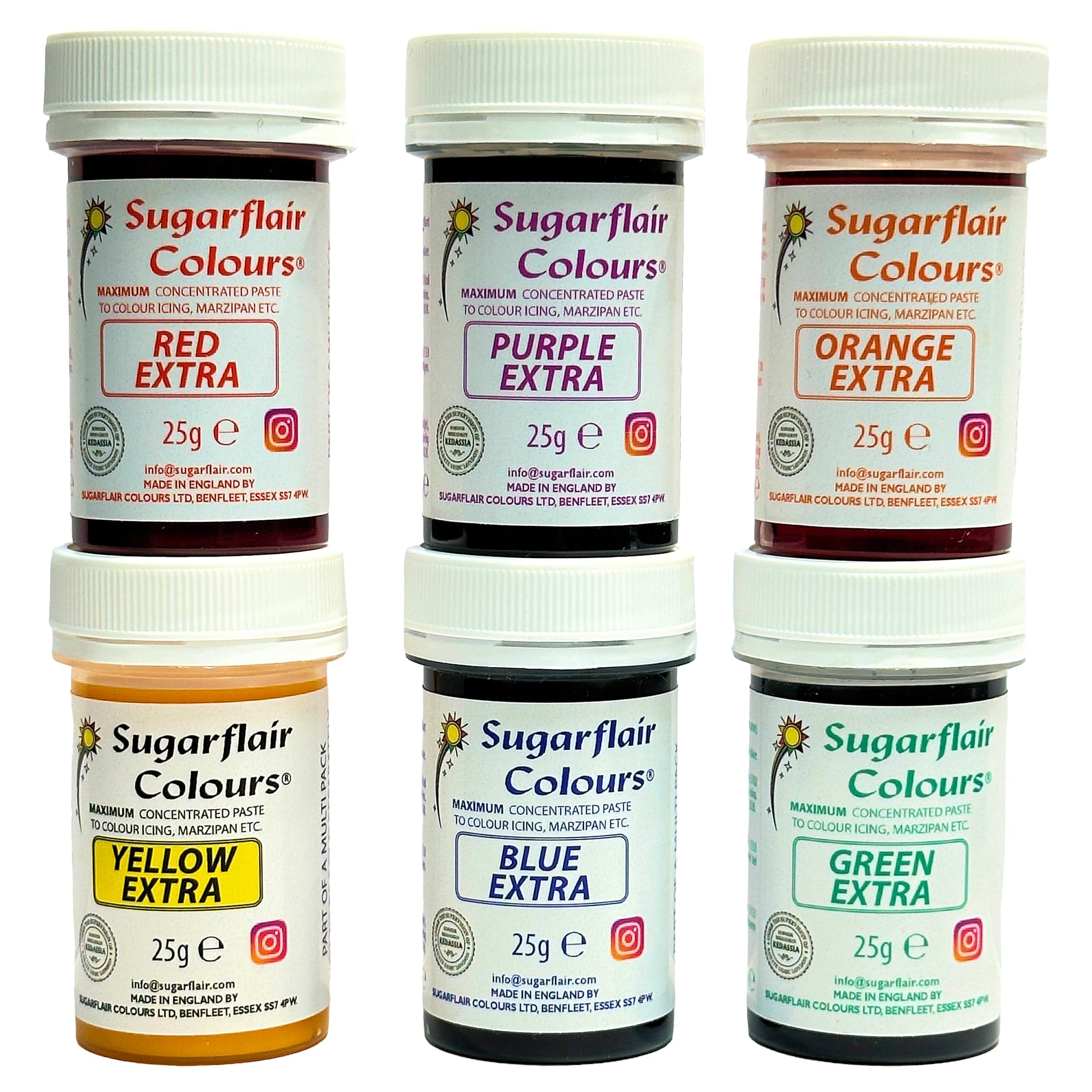 Sugarflair Max Concentrate Paste Lebensmittelfarben Paste, Set/6 x 25 g