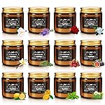 Christmas Scented Candle Set 12 Pack, Candle for Home Scented, Odor Eliminating, Stress Relief, Long Lasting Soy Wax Gift Set