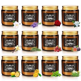 Christmas Scented Candle Set 12 Pack, Candle for Home Scented, Odor Eliminating, Stress Relief, Long Lasting Soy Wax Gift Set
