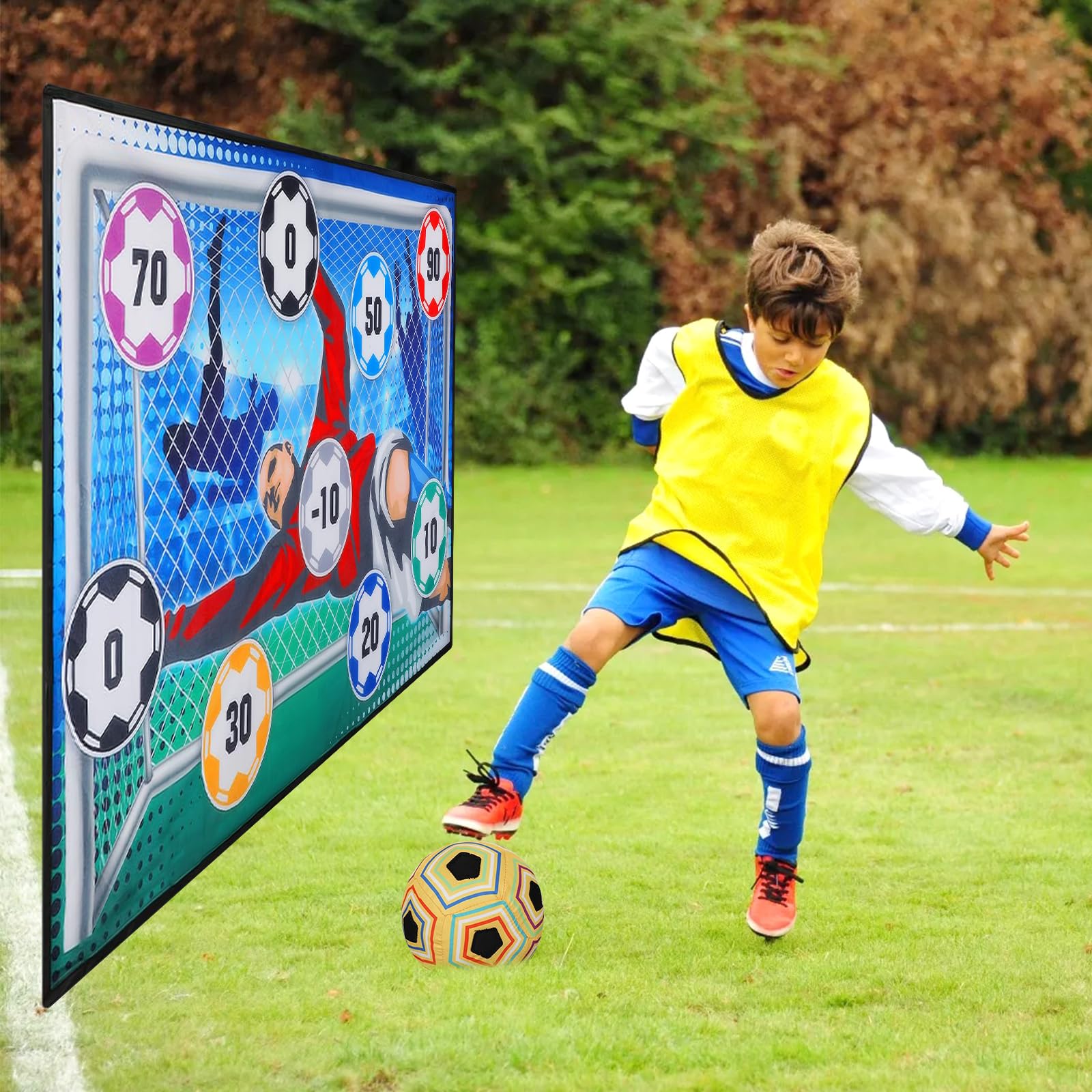 Kit de jeu de football pour enfants de 3 à 8 ans, intérieur et extérieur, avec velcro et accessoires d'entraînement, cadeau pour garçons et filles