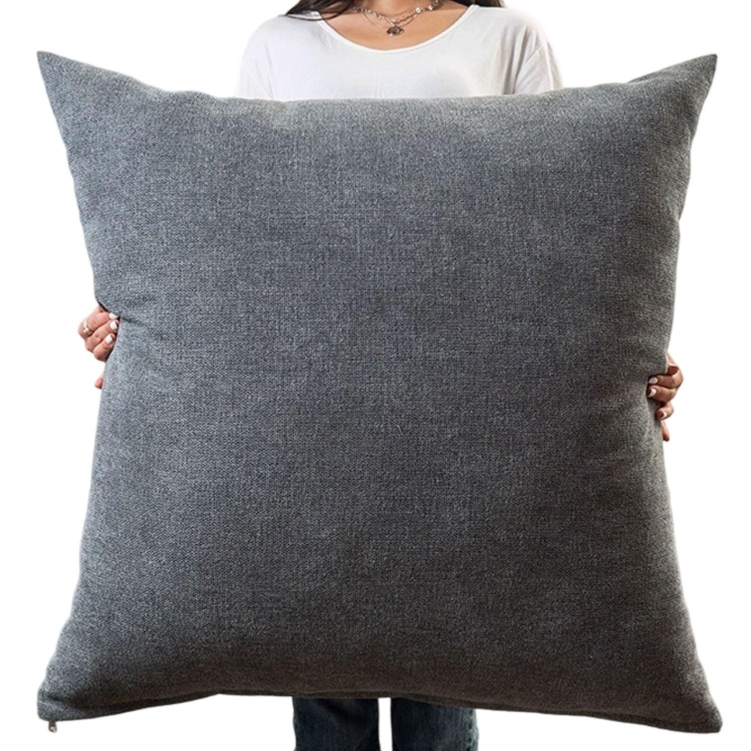 uyeoco Super King Size Cushion Covers 45x45 50x50 60x60 55x55 50x70 Rectangular/Square Extra Large Pillow Cases with Invisible Zipper Decorative pillowcases for pillows(Gray,60x60cm)