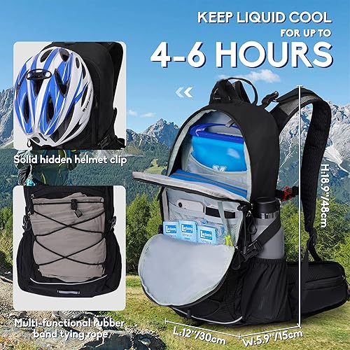 Miniatura 7 de Mochila de hidratación de 3 L, mochila de agua para senderismo con cubierta para lluvia, mochila de hidratación con aislamiento para ciclismo