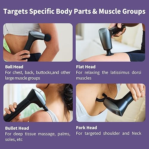 Miniatura 4 de Pistola de masaje muscular desmontable 2 en 1 con mango de extensión de 20 pulgadas, masajeador de espalda y cuello para aliviar el dolor,