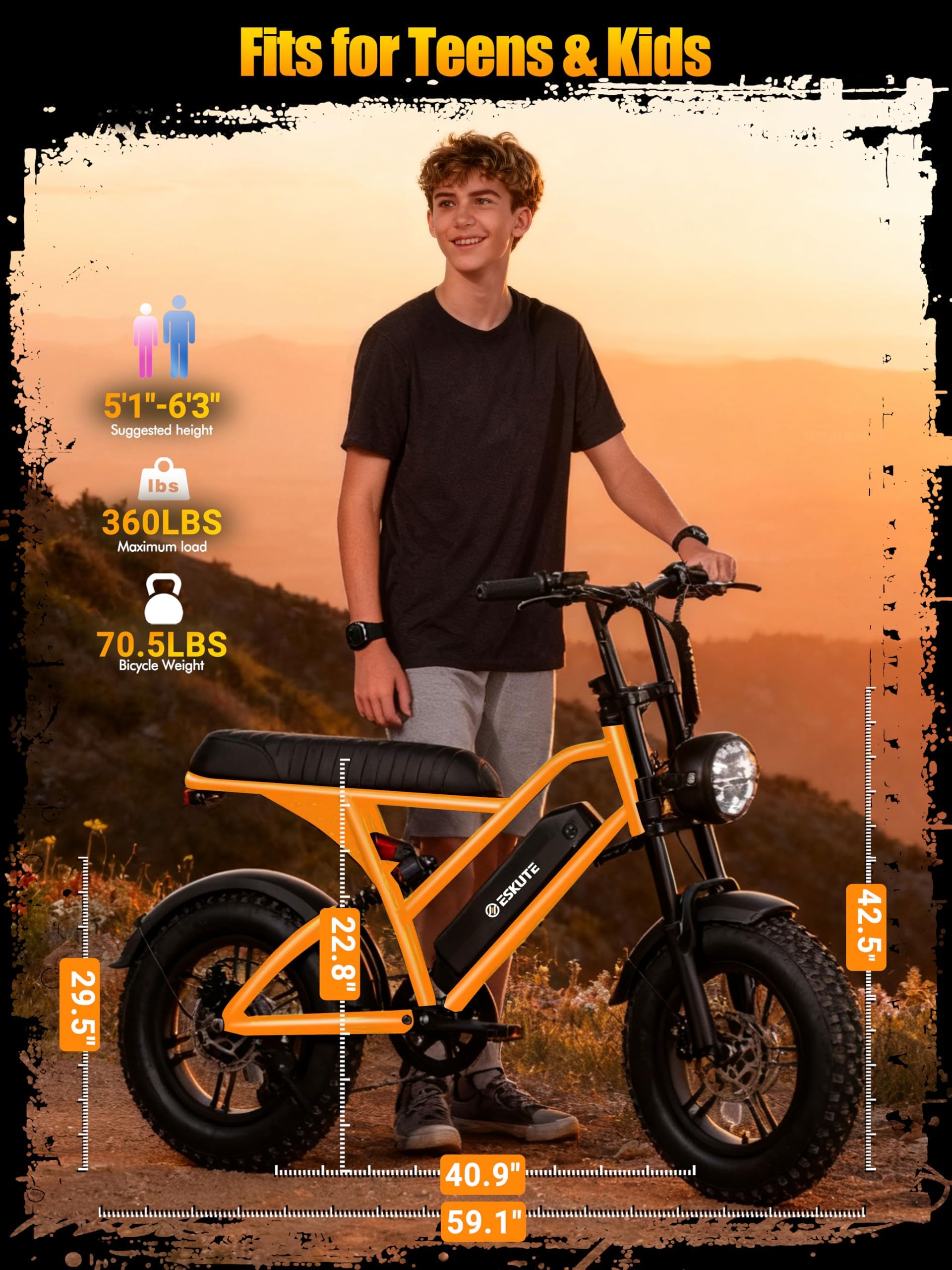 V100/V200 1500W Peak Electric Bike for Adults, 28MPH 48V13&20.8 Ah Removable Battery, 16/20"x4.0" Fat Tire, 7-Speed E-Bike with Dual Suspension – Commuter Ebike for Men & Women