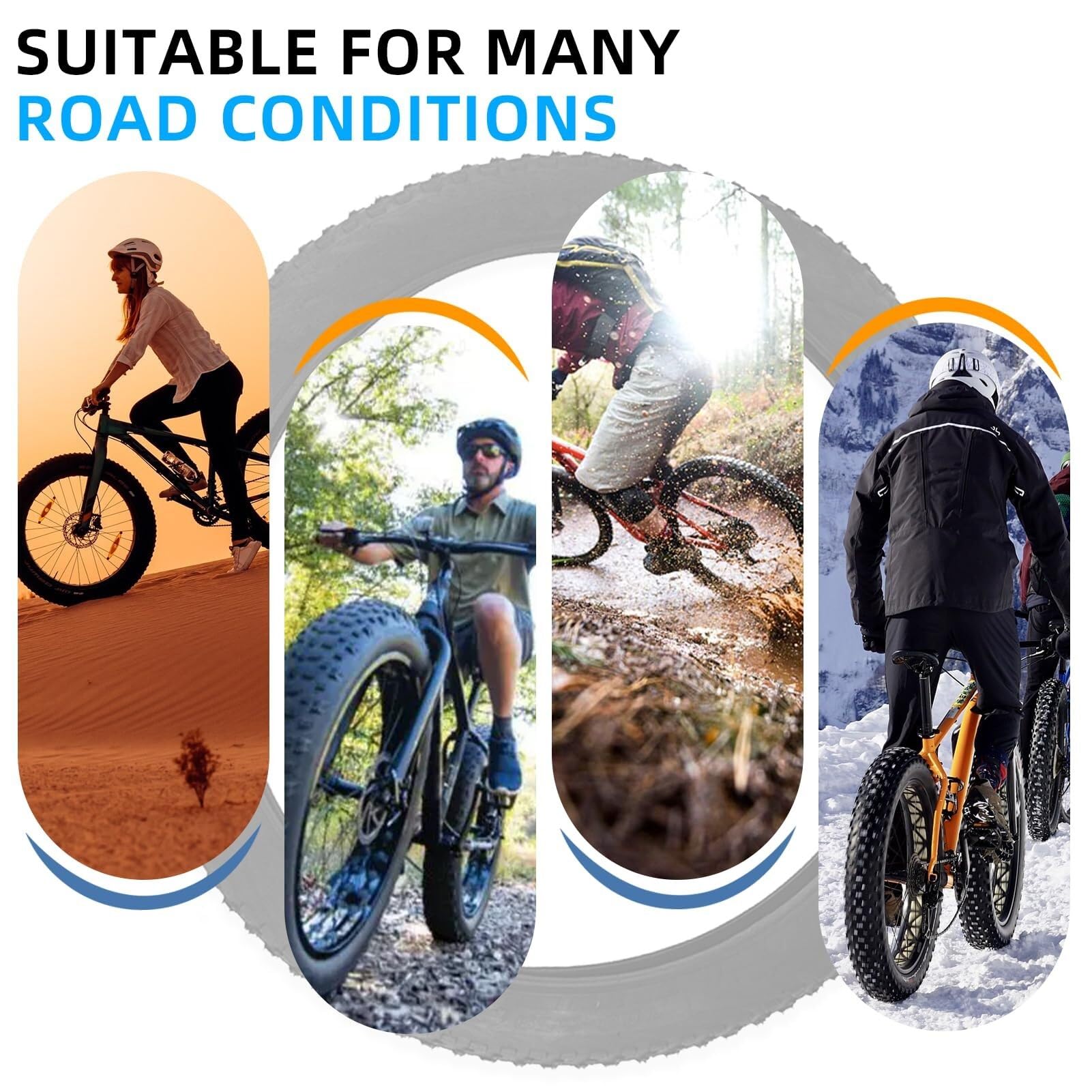 24x4.0 26x4.0 Neumático Grueso con Cámara de Aire, Juego Resistente a Pinchazos para Bicicleta Eléctrica, de Montaña, Nieve y Triciclo, Accesorios de Repuesto(24x4.0in Tire)