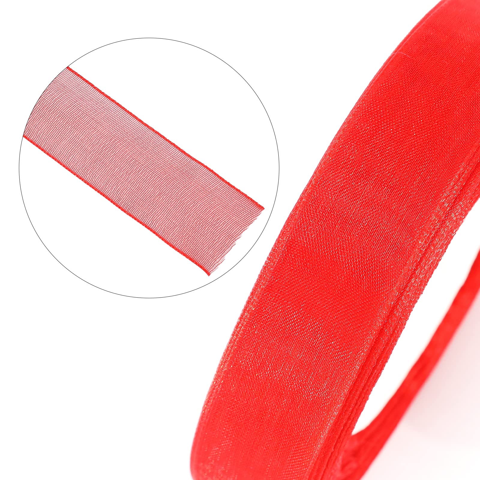 jijAcraft 20mm Red Organza Ribbon: 45m Sheer Organza Chiffon Ribbons Craft Ribbons Gift Wrapping Ribbon for Weddings Crafts Gift Bows Party Christmas Decorations - Image 3