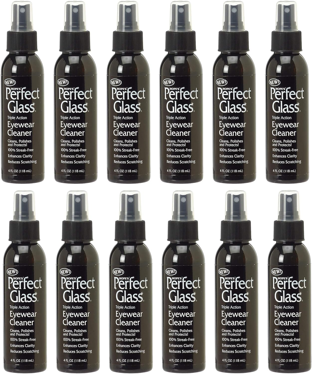HOPE'S Perfect Glass Eyewear Cleaner - Anti Fog Spray for Glasses and Sunglasses - Anti Scratch and Anti Glare Lens Cleaner Spray, 4 Fl Oz, Pack of 12