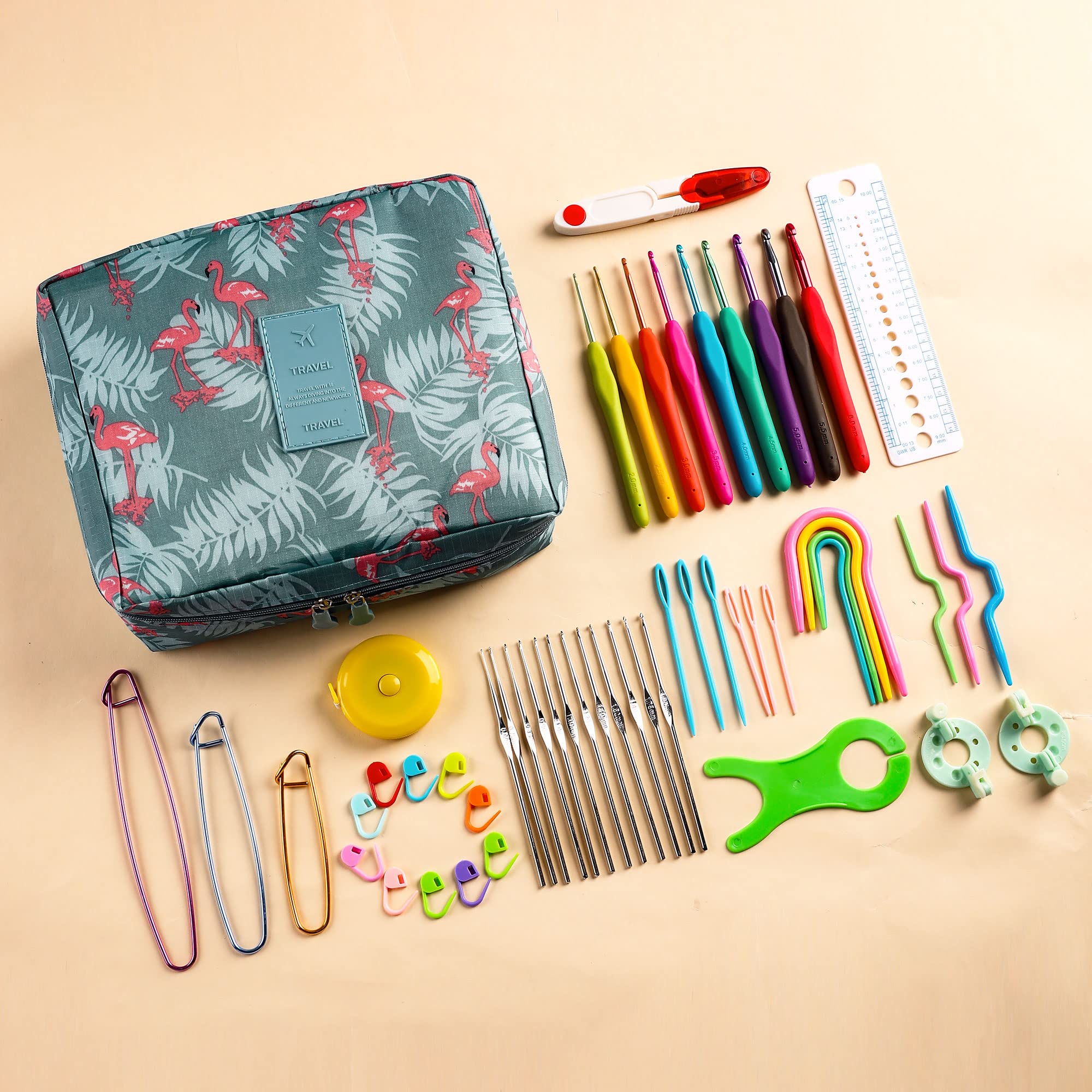 JOZEA 58pcs Crochet Kits, Including 9 Pieces of Crochet Hooks, Yarn and Storage Case, Crochet Hooks Set - Image 2