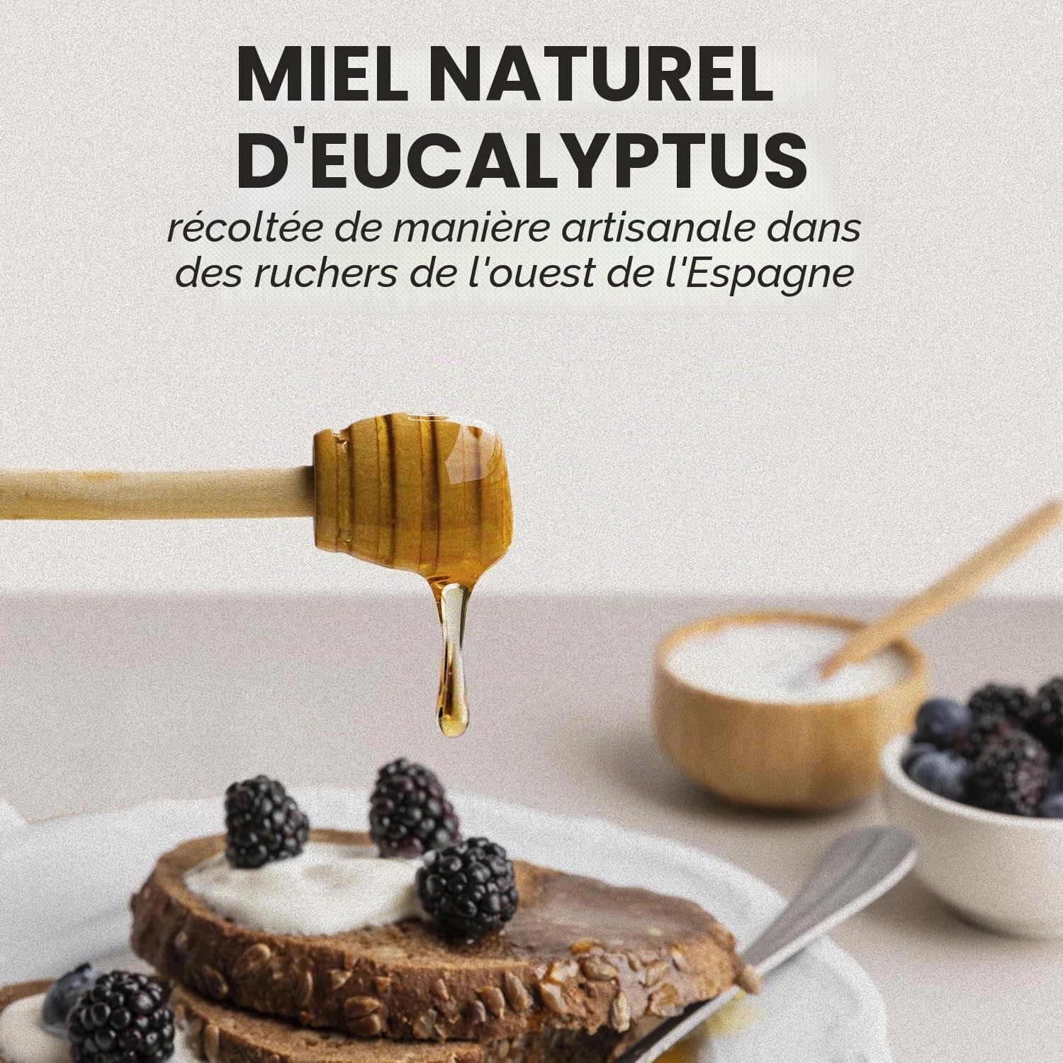 L'Abella Mel | Miel d'Eucalyptus Pur 100% Naturel | Miel d'Abeille Sans Additifs ni Sirops Ajoutés | Apiculture Familiale Depuis 4 Générations | Pot 3 kg