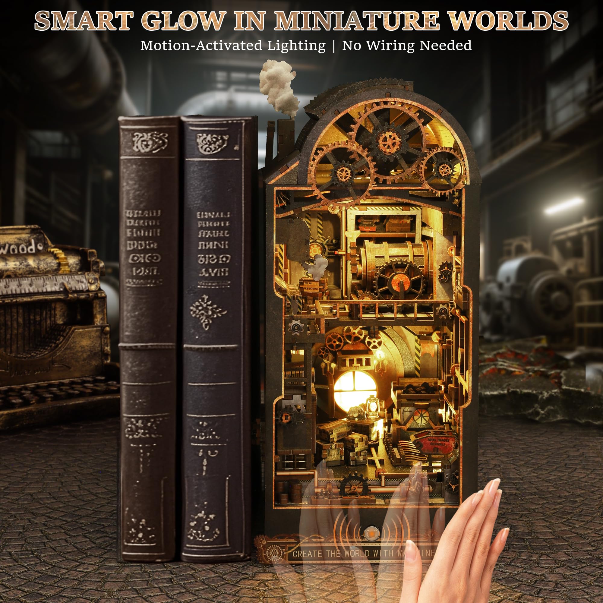 CRIOLPO Kit Book Nook DIY per Adulti - Casa in Miniatura con Luci LED da Montare, Modellismo 3D Creativo per Decorare Librerie - Regalo Originale per Appassionati di Fai da Te