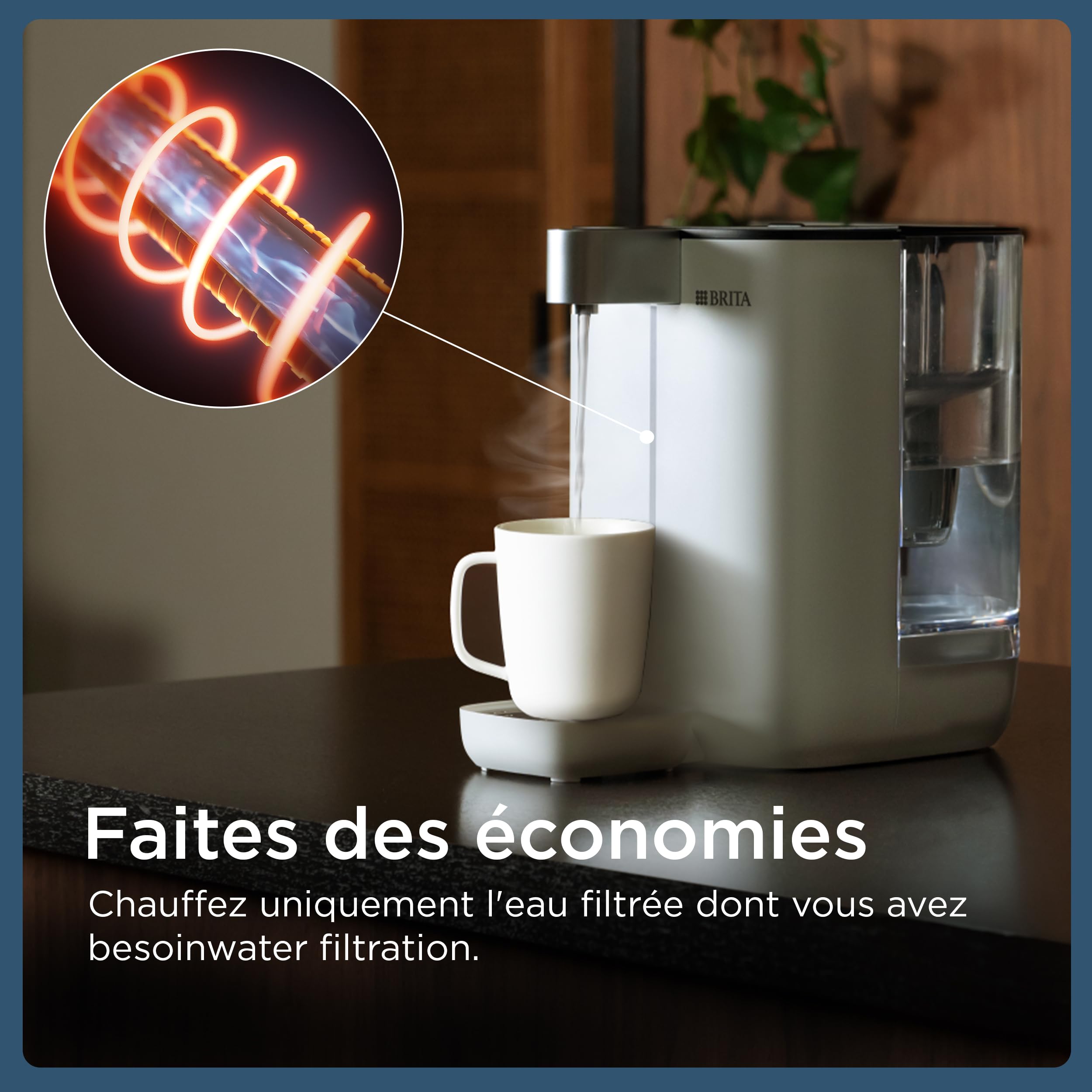 BRITA Cube – Distributeur d'eau filtrée chaude ou tempérée (4,0 L), différentes tailles de contenants pré-enregistrés, technologie UV-C & filtre à eau MAXTRA PRO Expert anti-tartre inclus