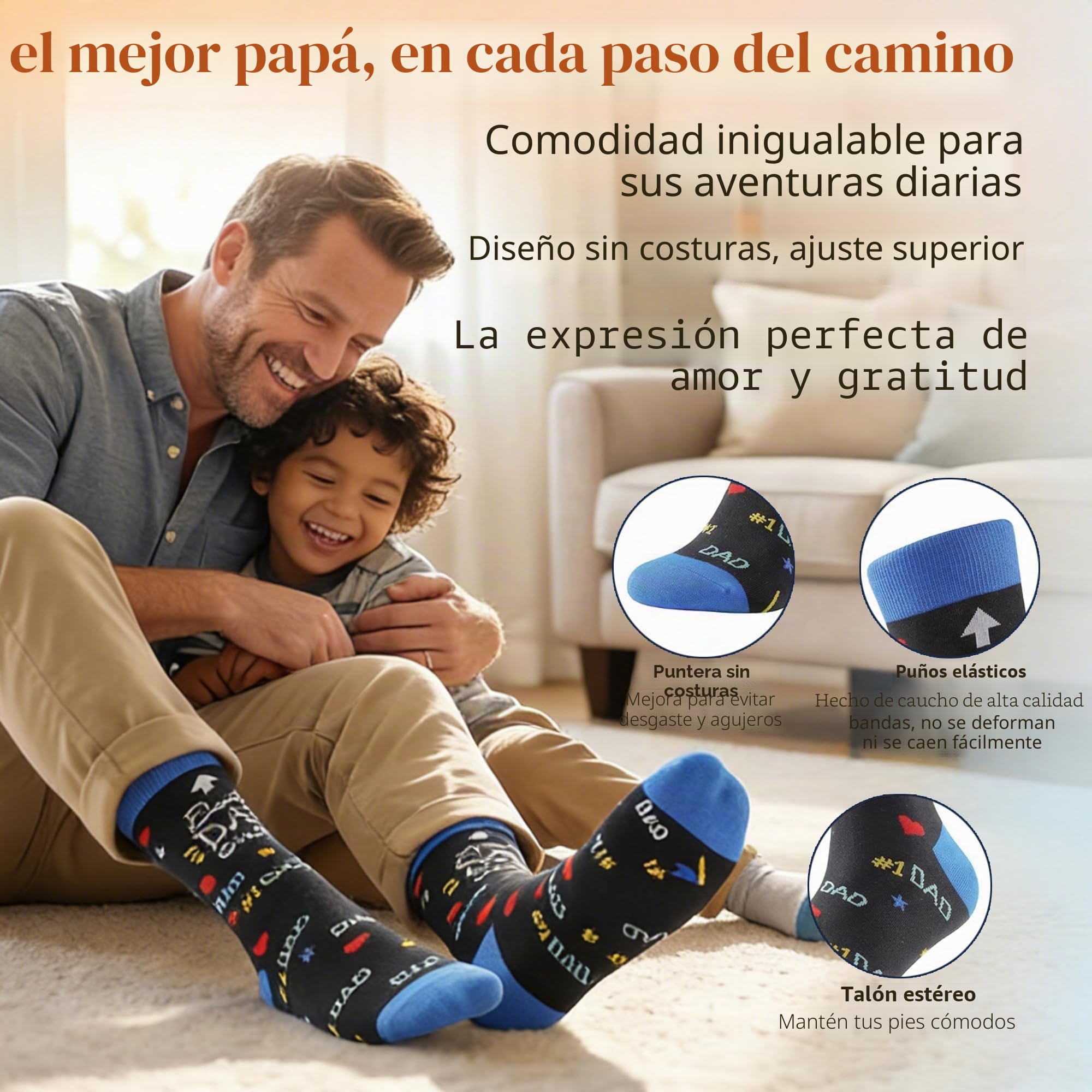 BISOUSOX Regalo de Papá Calcetines de Graciosos Hombre divertidos Estampados Algodón Calcetines dia del padre BEST DAD EVER