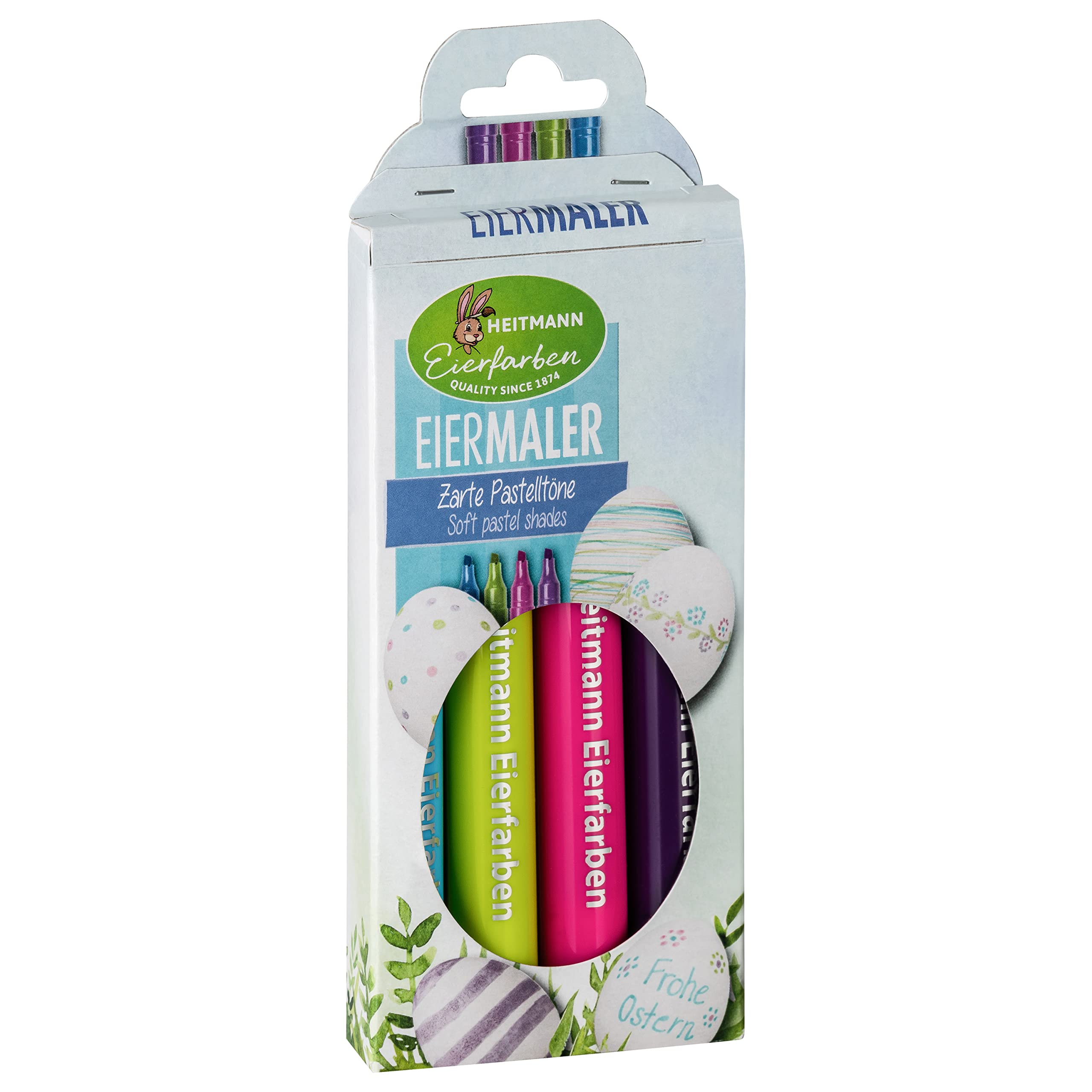 Heitmann Eierfarben - Eiermaler Pastell - 4 Malstifte in Rosa, Grün, Blau und Lila