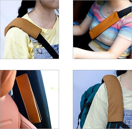 Miniatura 5 de 2 almohadillas de cuero para cinturón de seguridad de automóvil, cómodas y elegantes, para relajar tus hombros, accesorios universales para