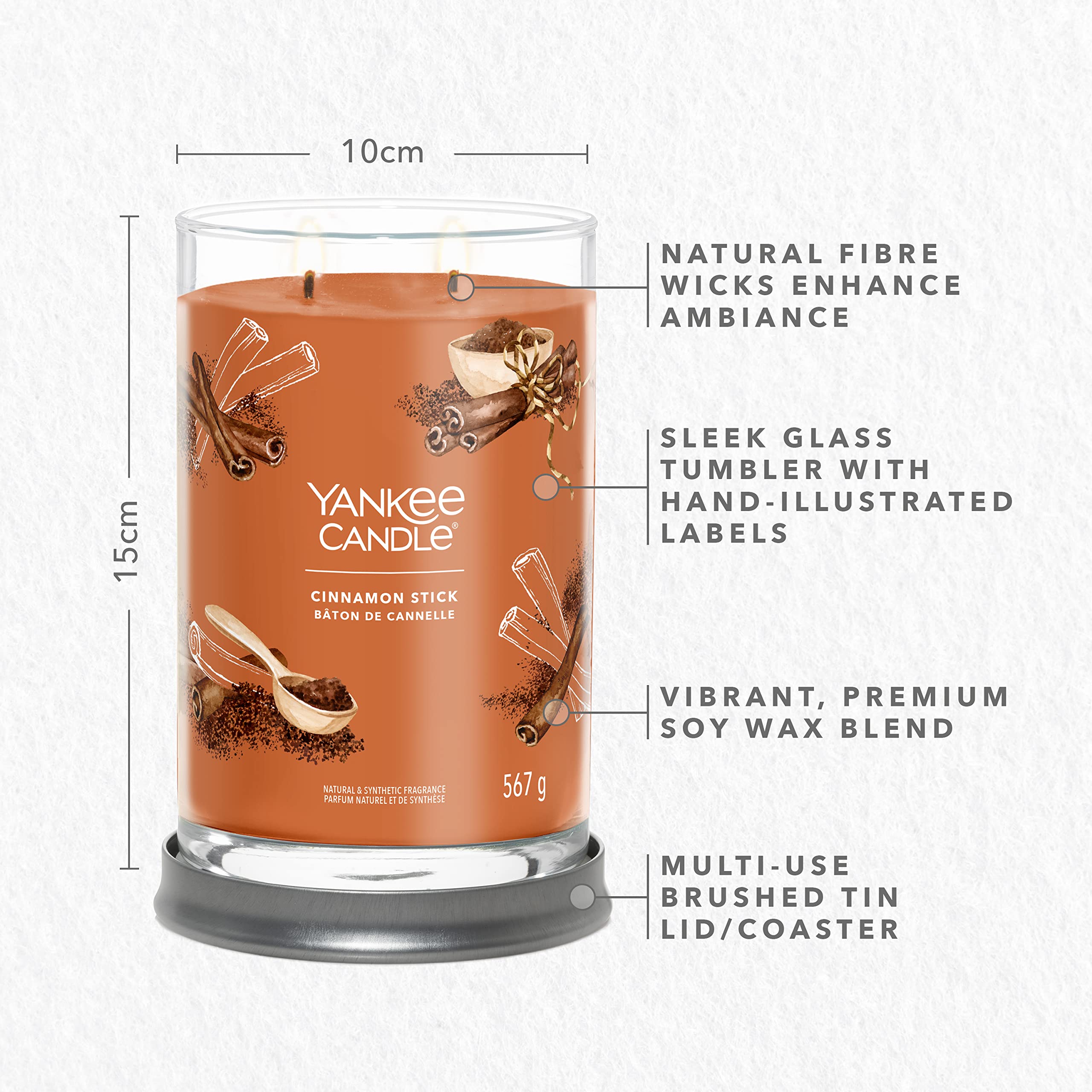 Yankee Candle Cinnamon Stick Świeca w Słoiku, Pomarańczowt, 567 g